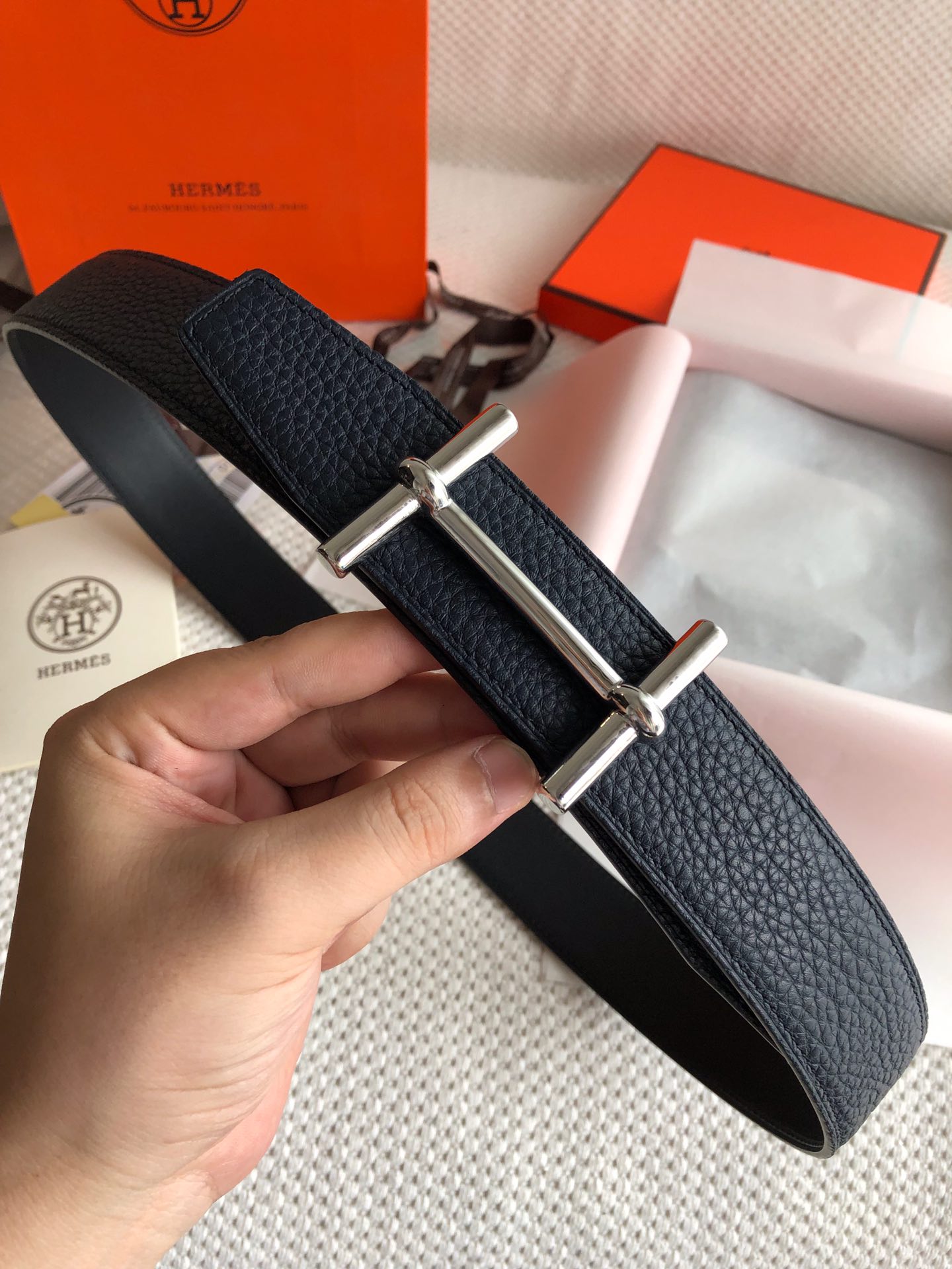Hermès Male Leather Belt Top Grain Leather M