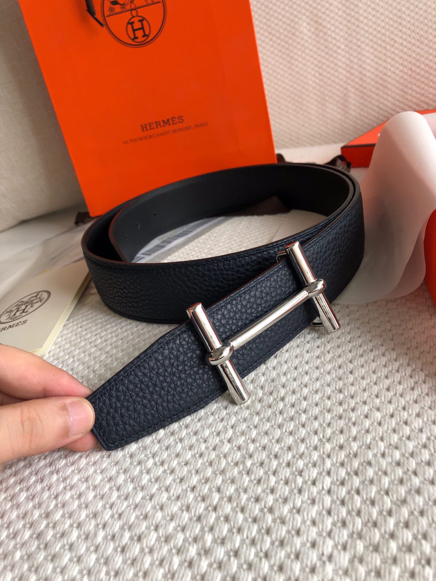 Hermès Male Leather Belt Top Grain Leather M