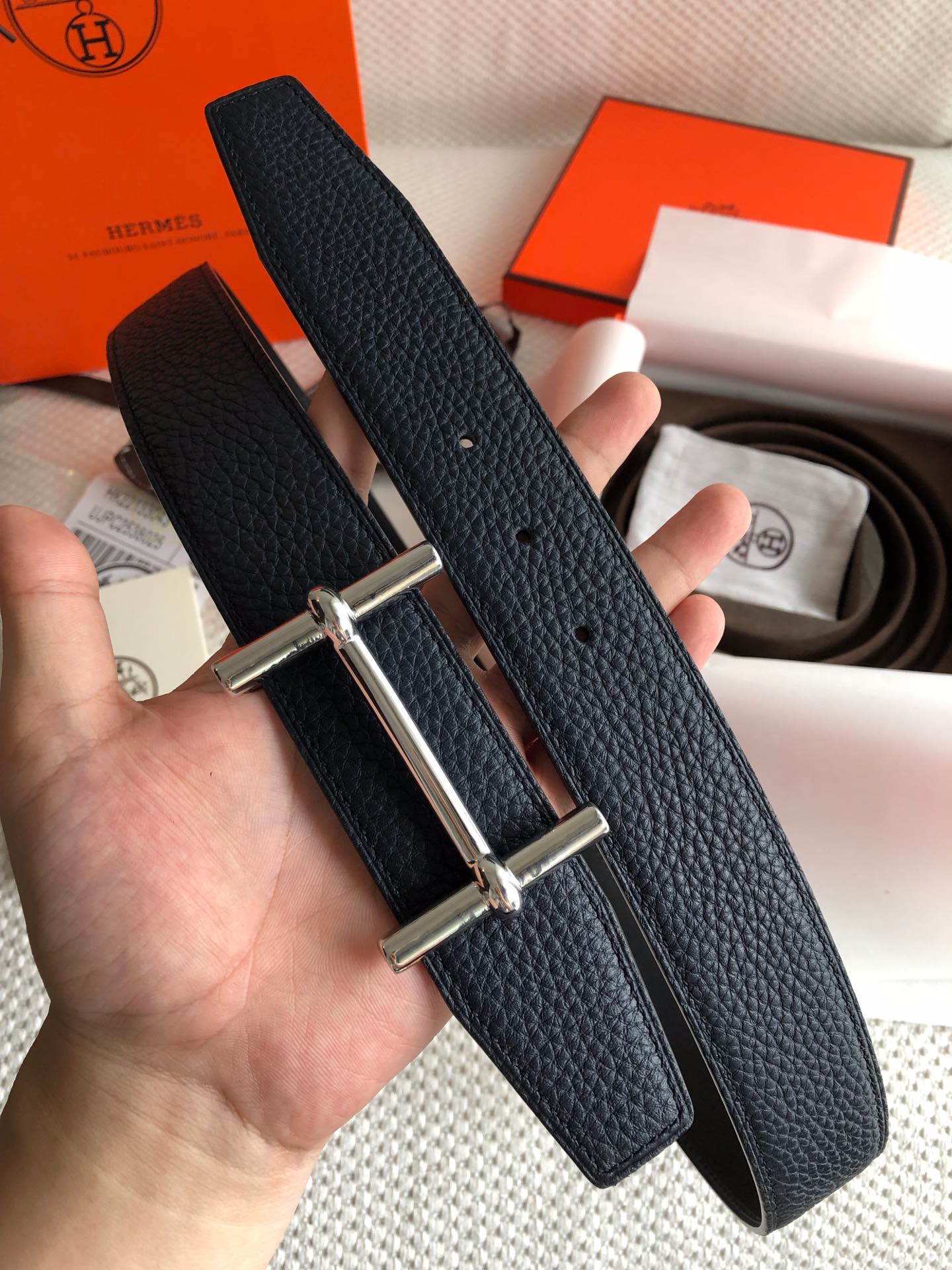 Hermès Male Leather Belt Top Grain Leather M