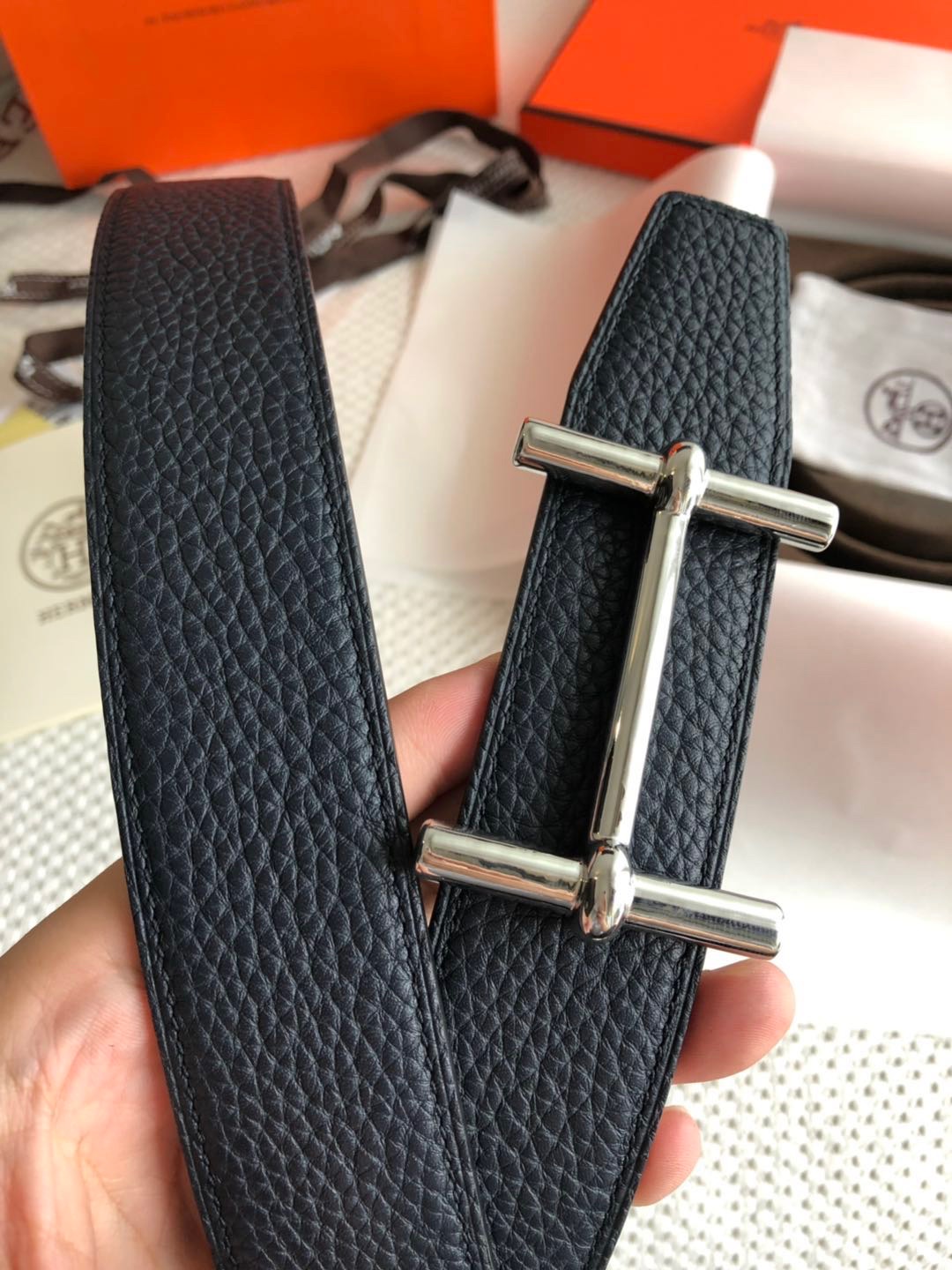 Hermès Male Leather Belt Top Grain Leather M