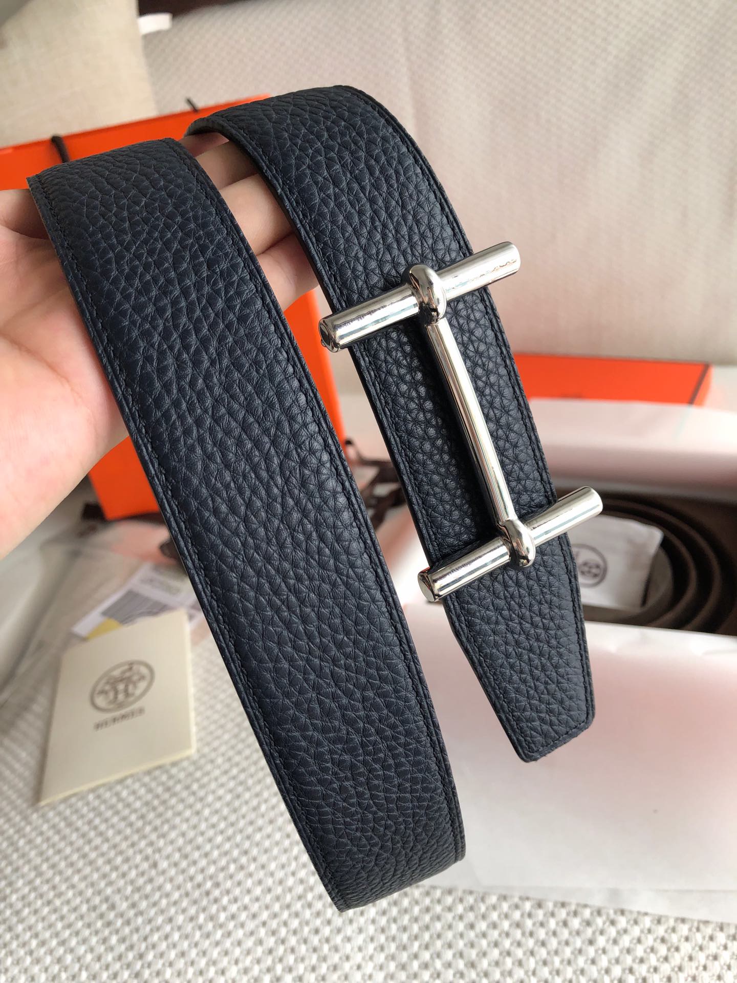 Hermès Male Leather Belt Top Grain Leather M
