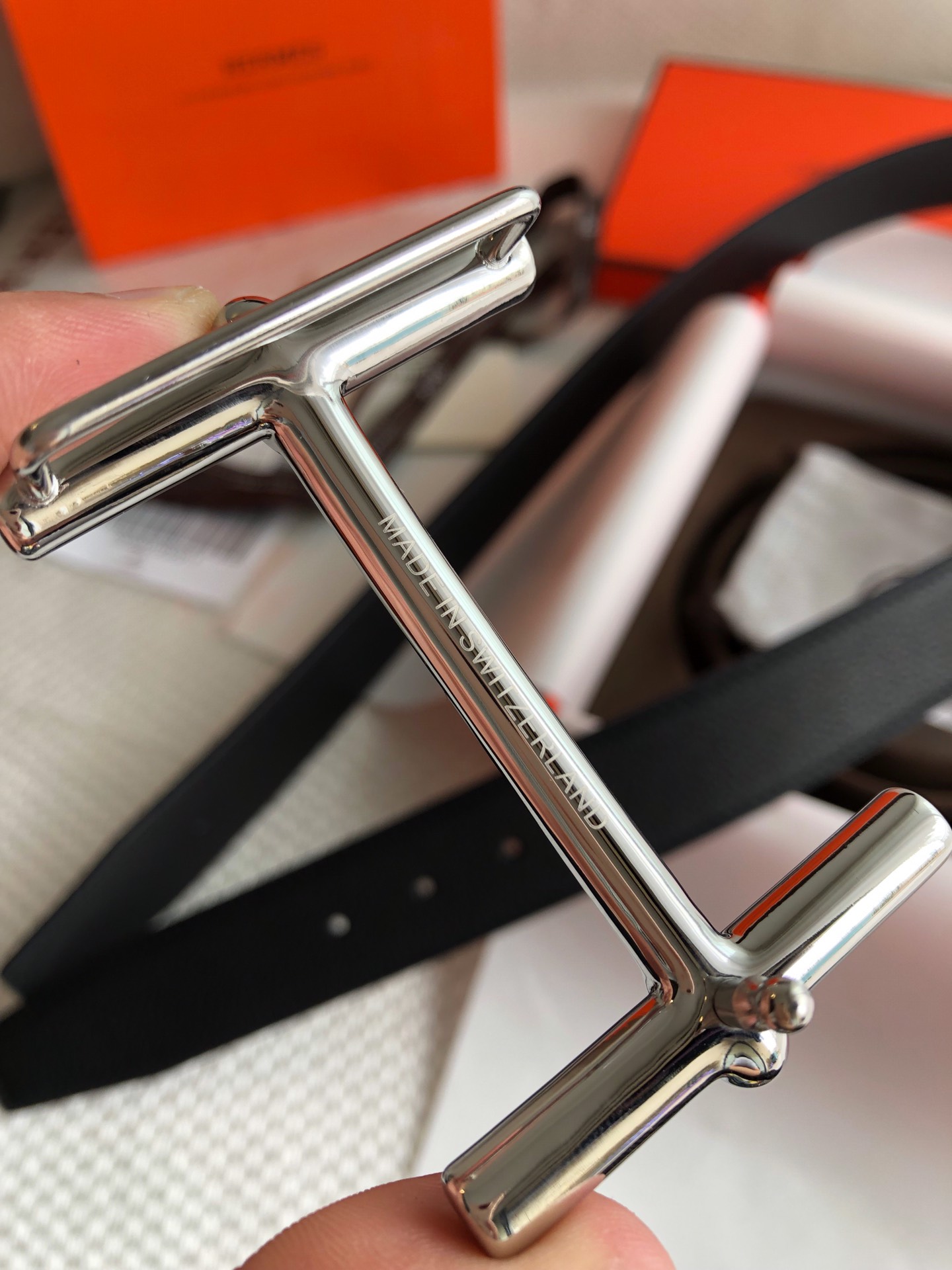 Hermès Male Leather Belt Top Grain Leather M