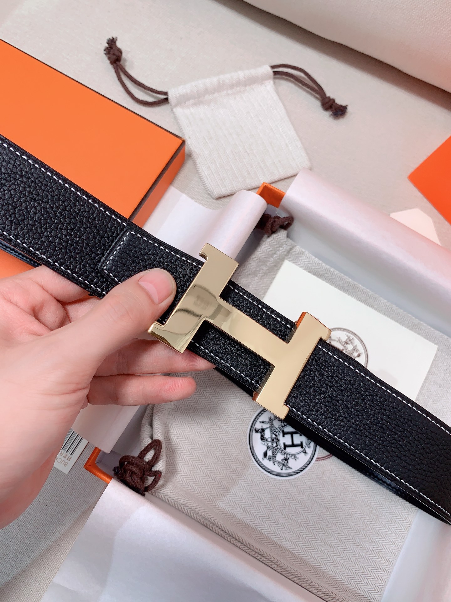 Hermès Male Leather Belt 38mm-s-m