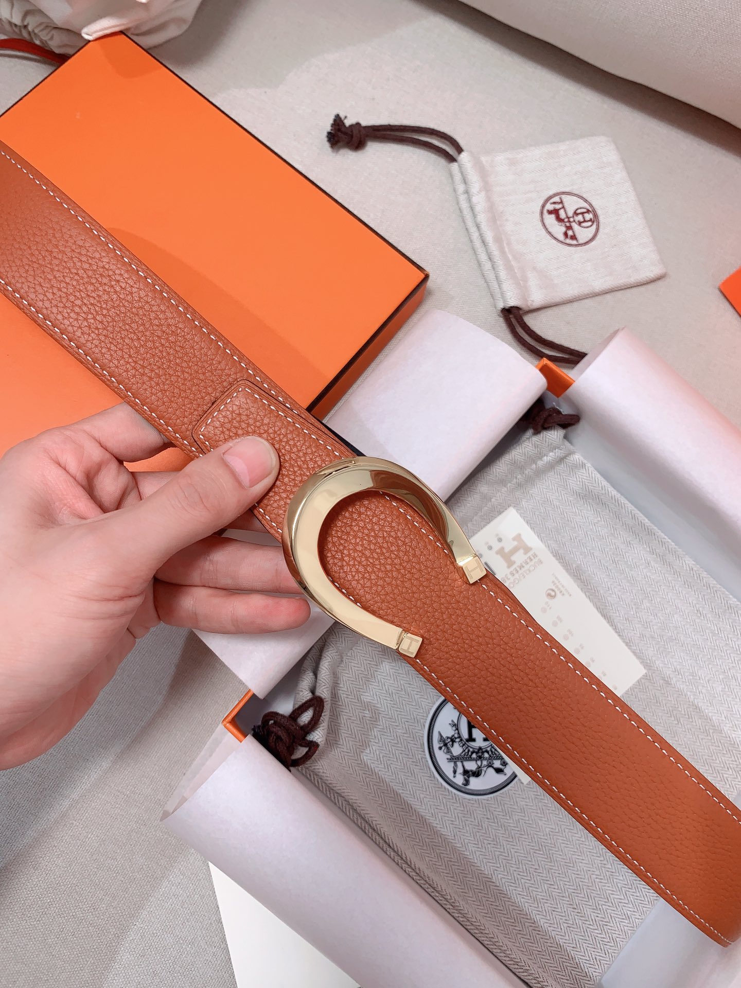 Hermès Male Leather Belt 38mm-s-m