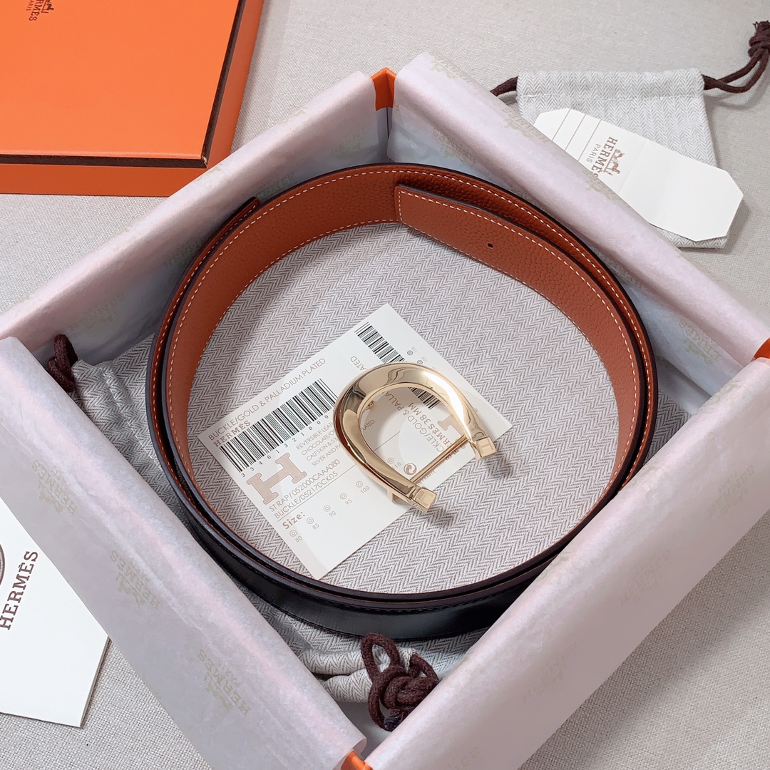 Hermès Male Leather Belt 38mm-s-m