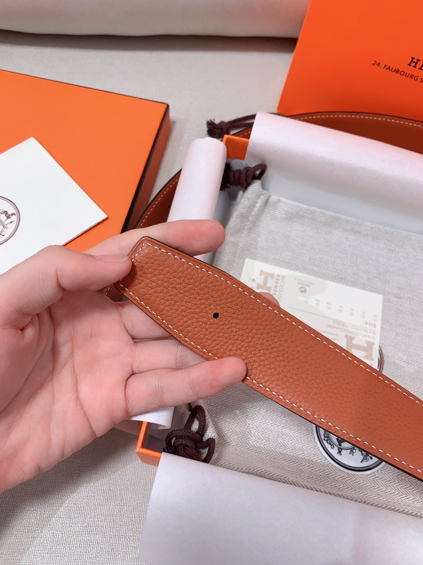 Hermès Male Leather Belt 38mm-s-m
