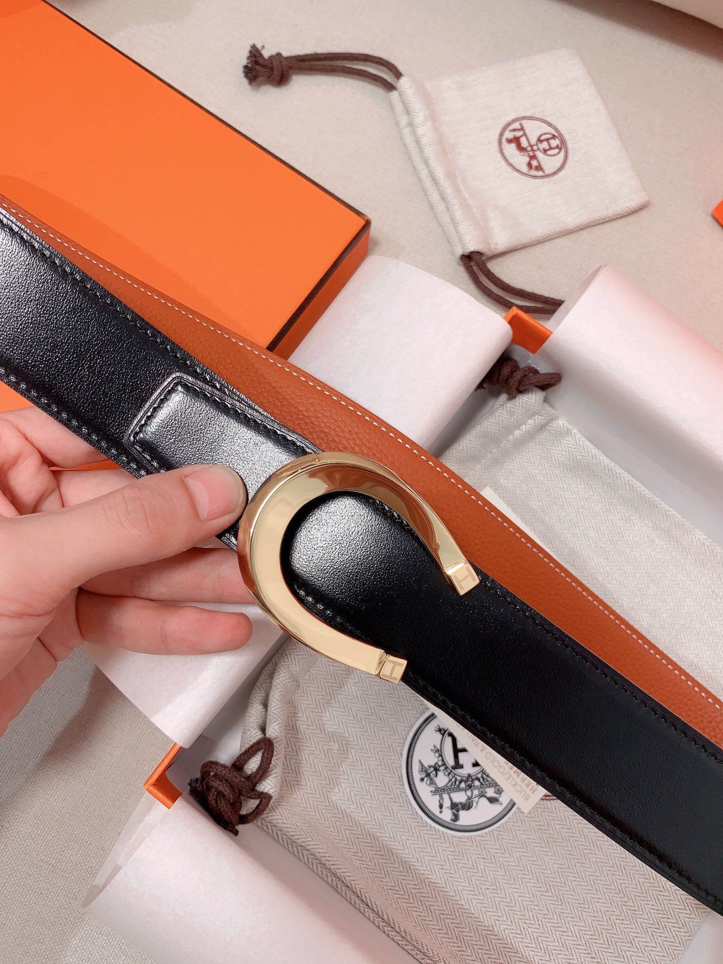 Hermès Male Leather Belt 38mm-s-m