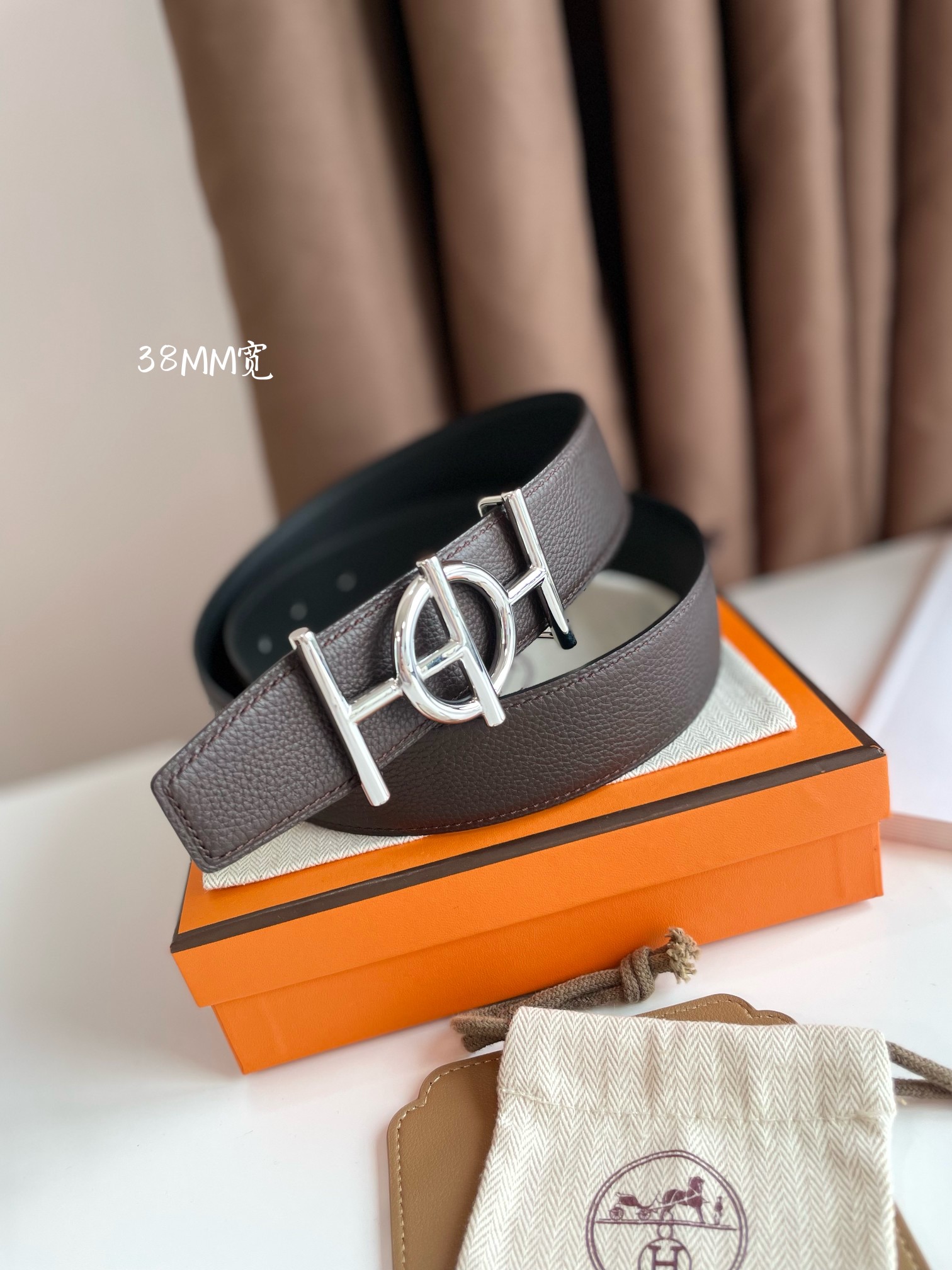 Hermès Male Leather Belt Cow Leather 38mm