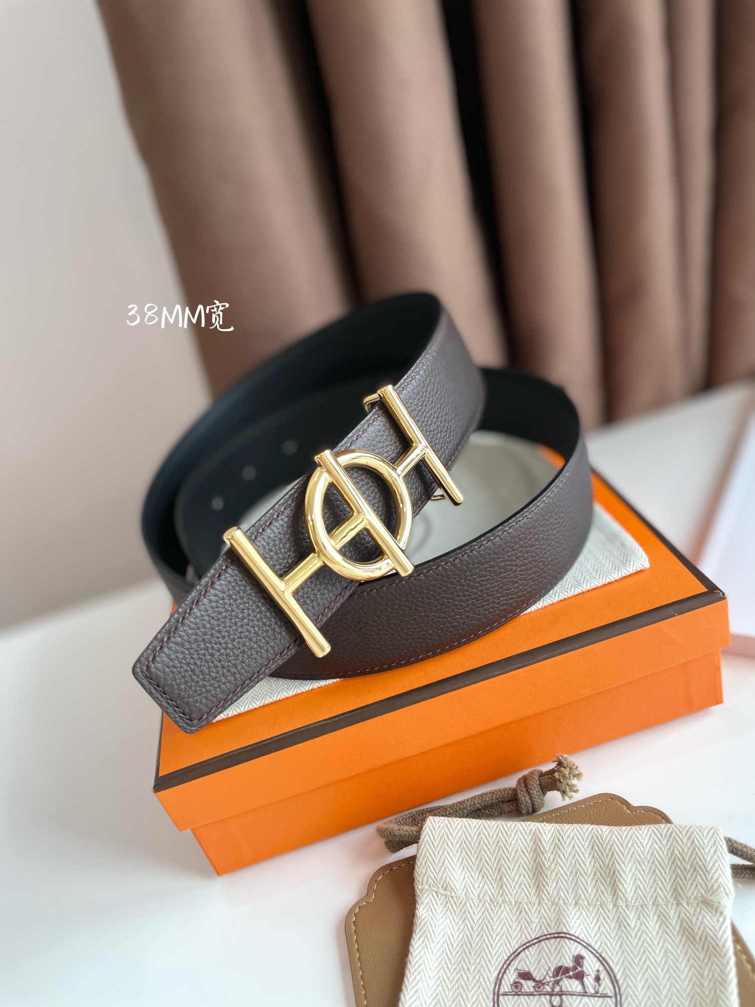 Hermès Male Leather Belt Cow Leather 38mm