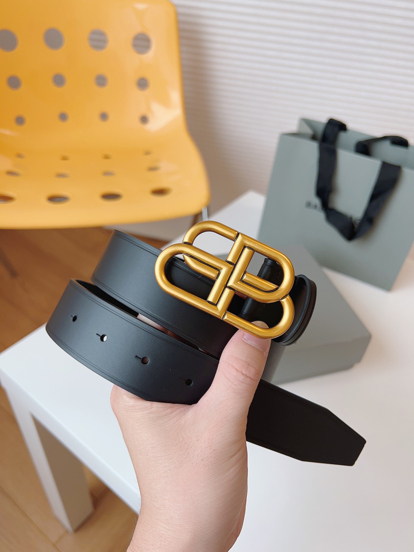 Balenciaga Leather Belt Cow Leather 35mm-l