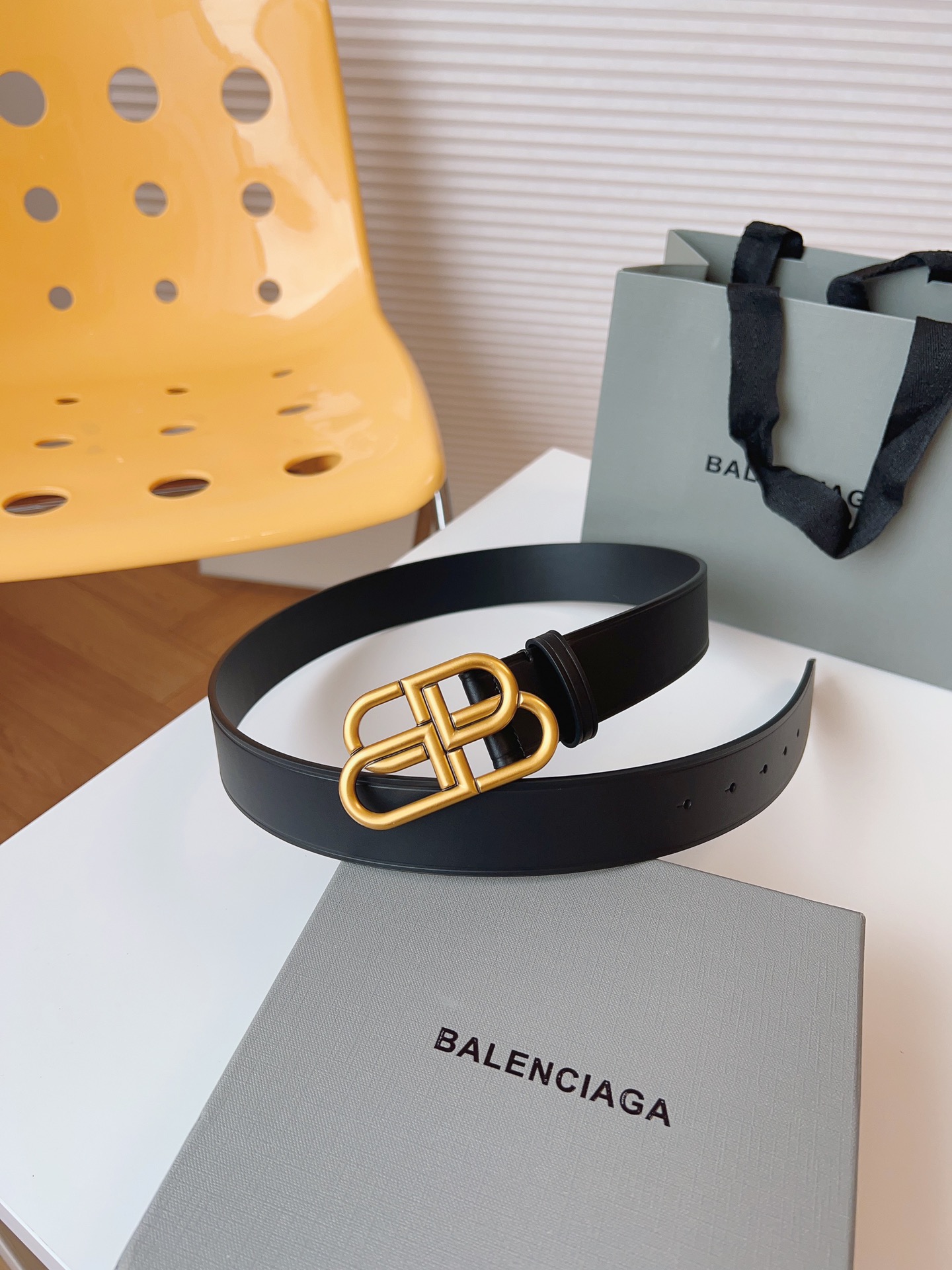 Balenciaga Leather Belt Cow Leather 35mm-l