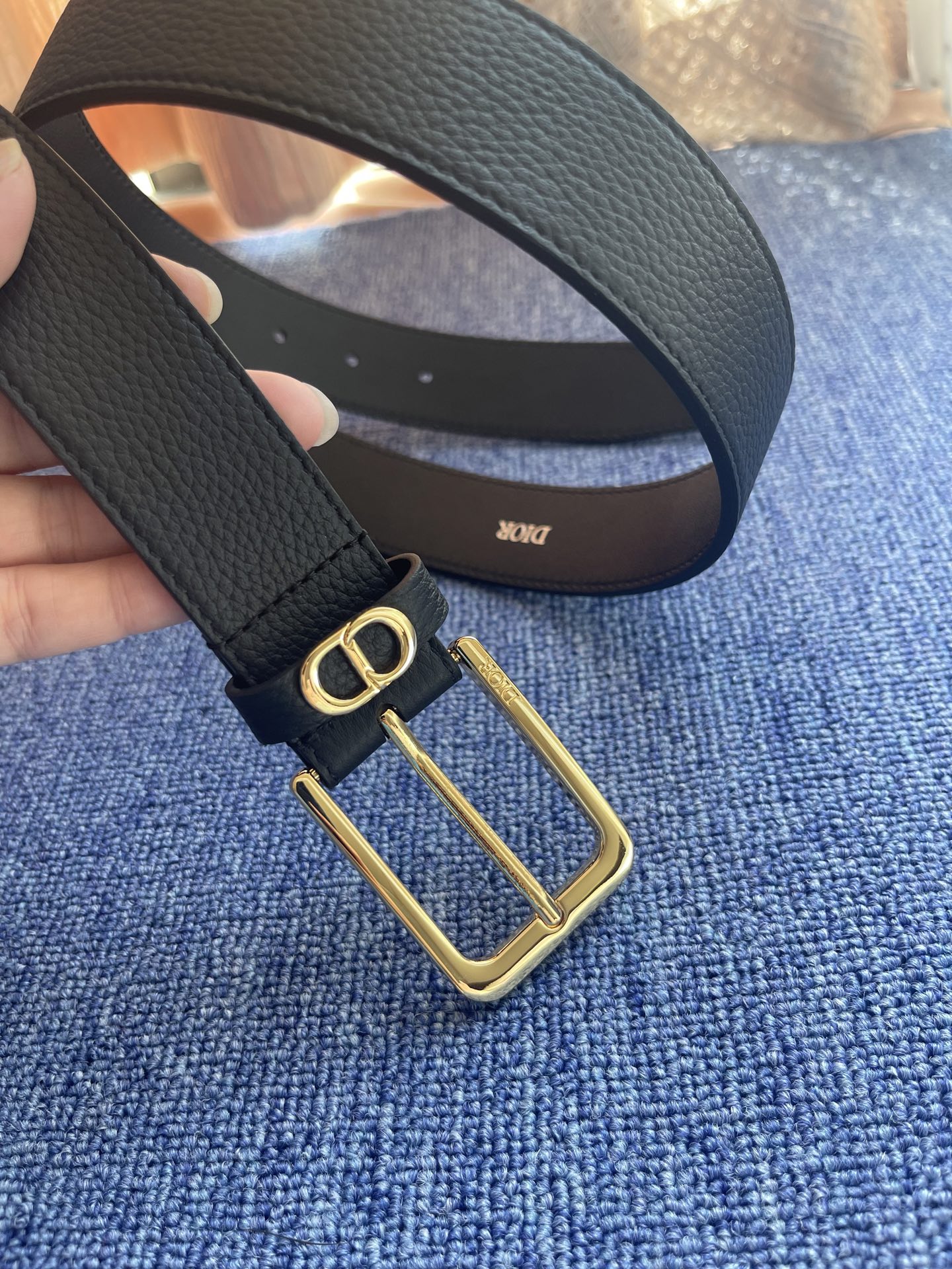 Dior Pin Buckle Belt Cow Leather Black