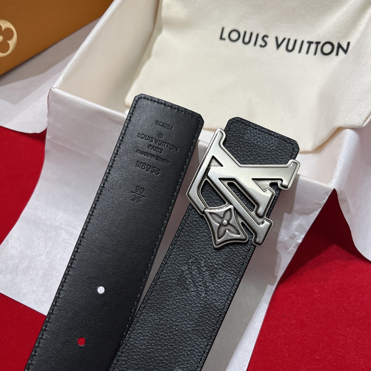 Leather Belt Cow Leather Black M-l