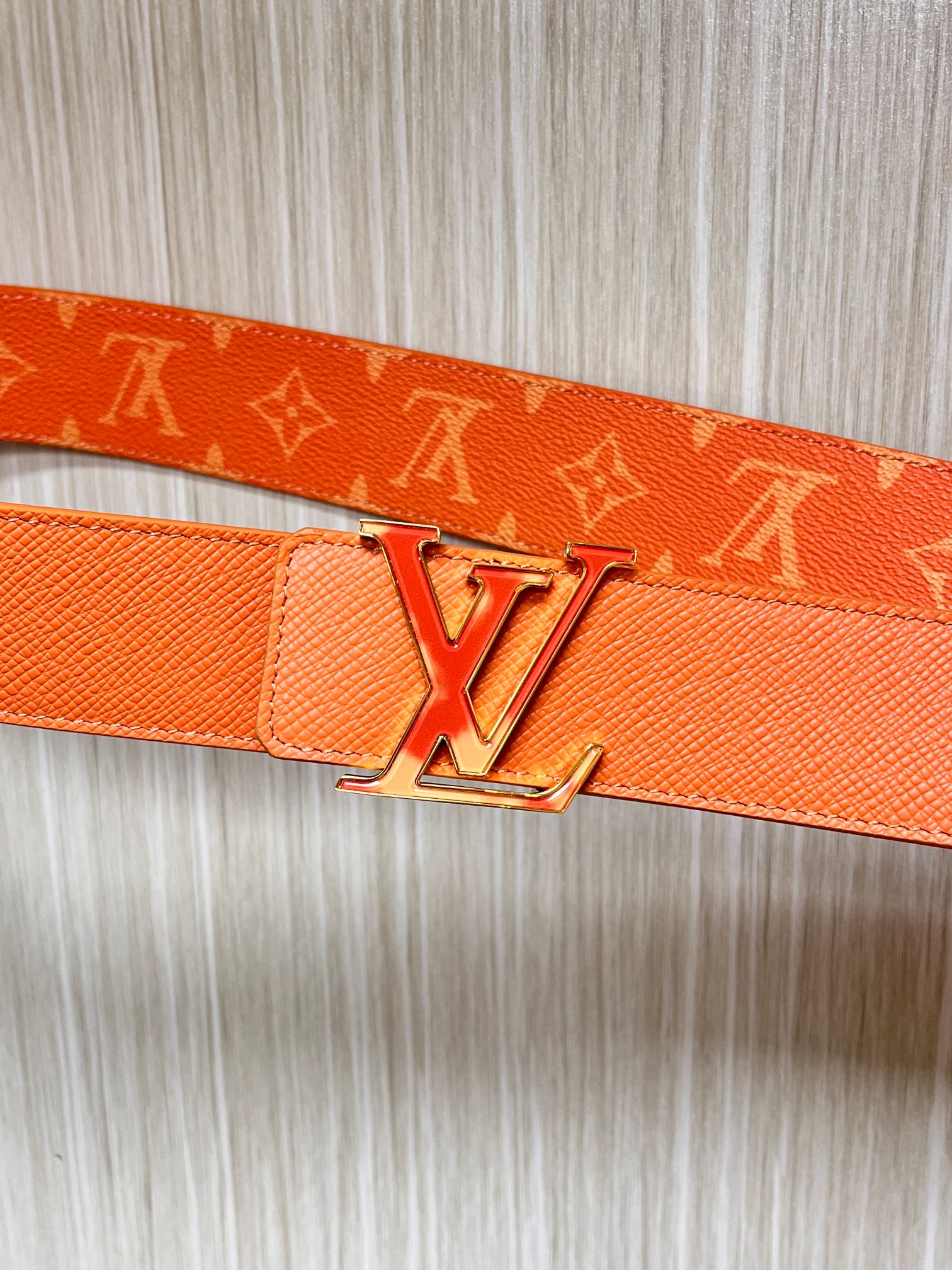 Louis Vuitton Leather Belt Silver 40mm-s-m
