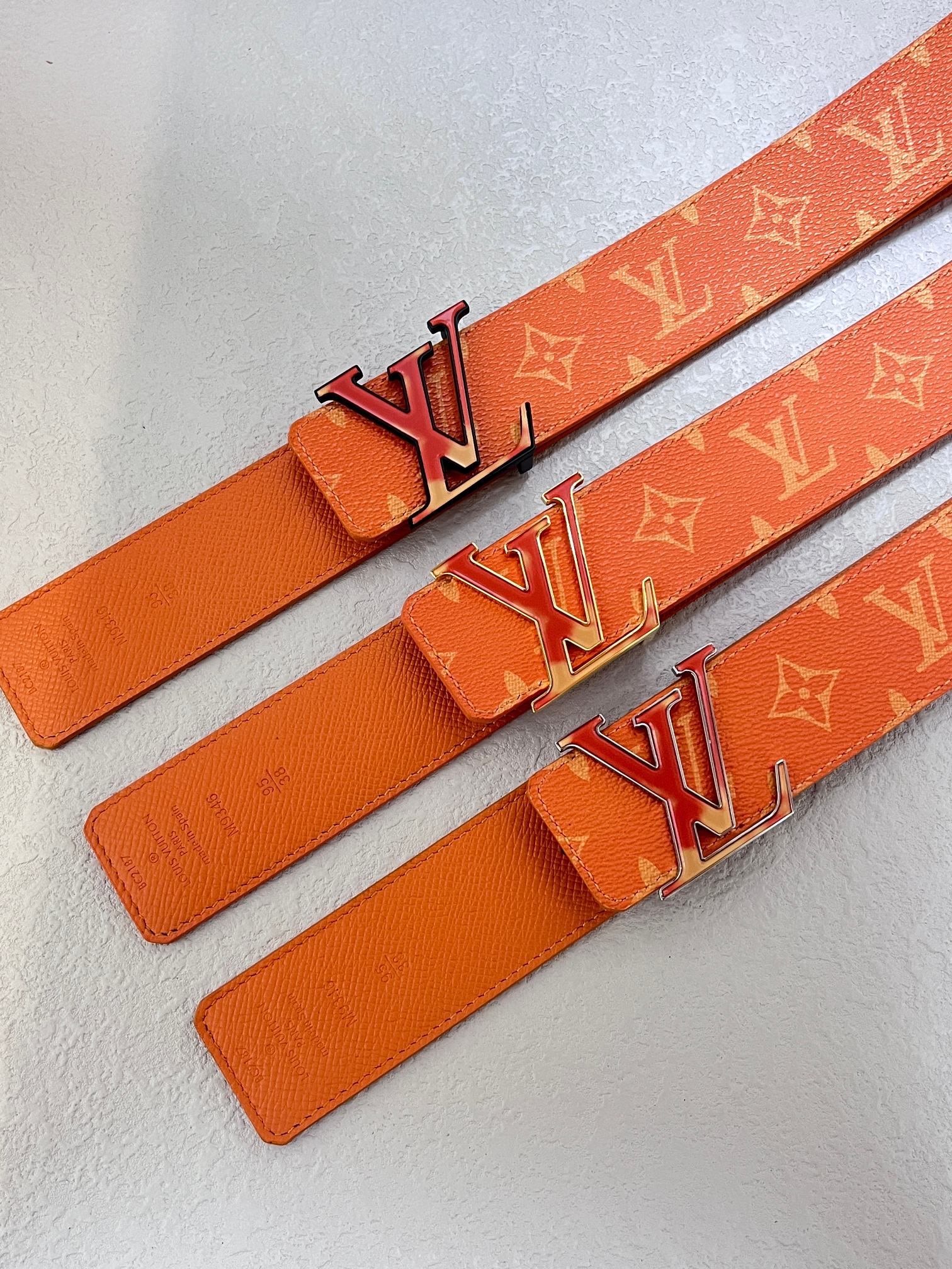 Louis Vuitton Leather Belt Silver 40mm-s-m