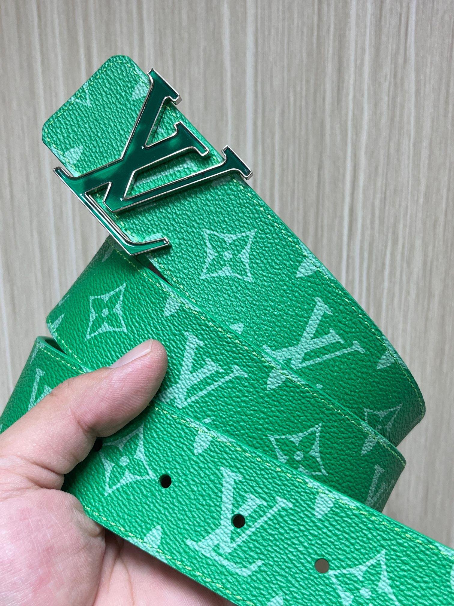 Louis Vuitton Leather Belt Silver 40mm-s-m