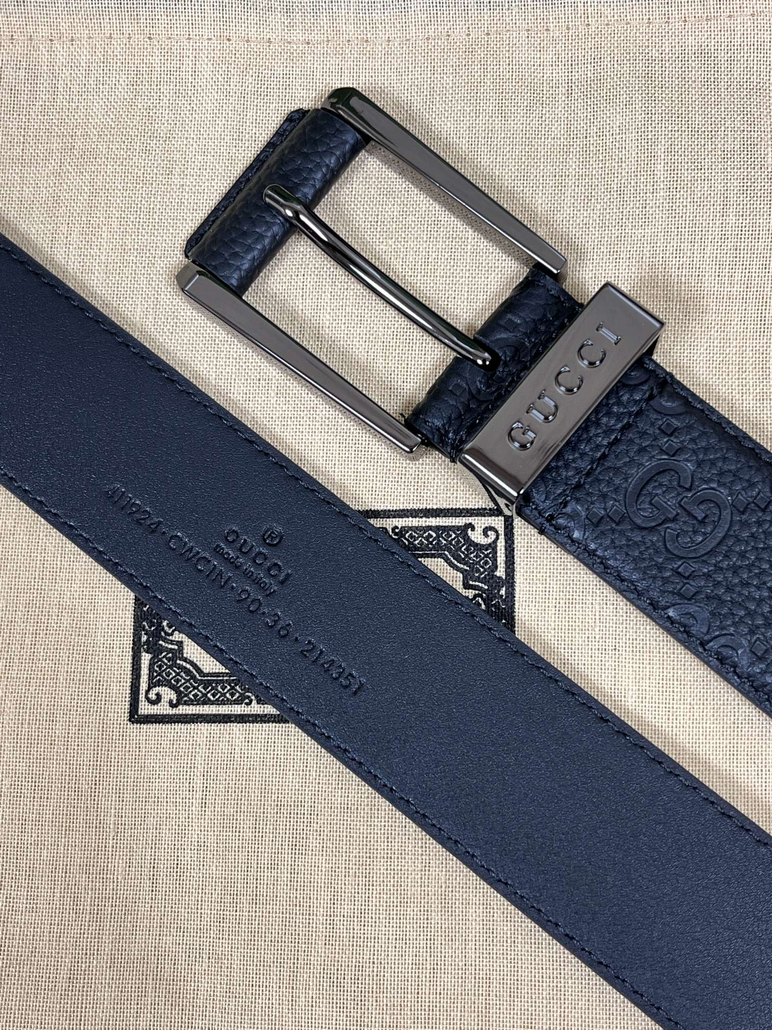 Gucci Pin Buckle Belt Cow Leather Wide Width