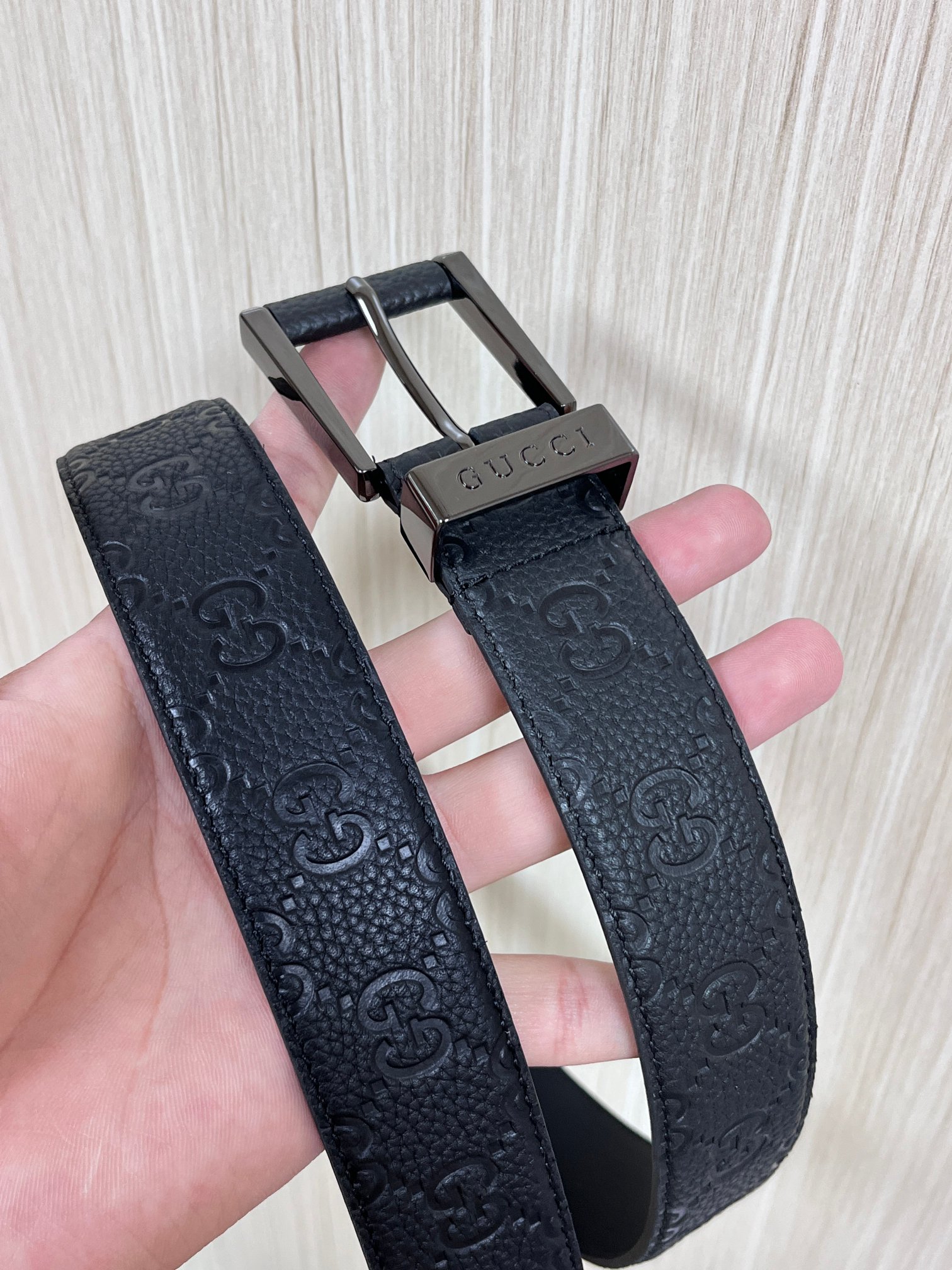 Gucci Pin Buckle Belt Cow Leather Wide Width