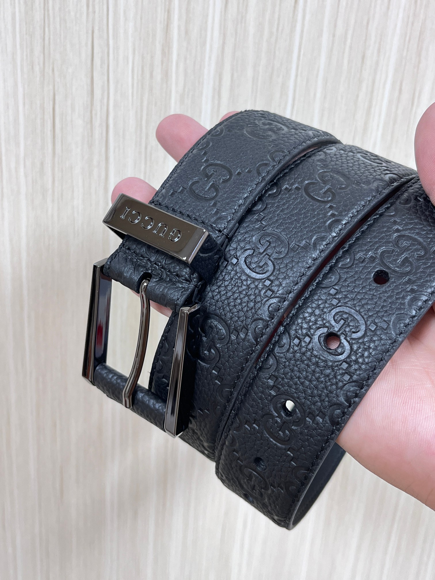Gucci Pin Buckle Belt Cow Leather Wide Width