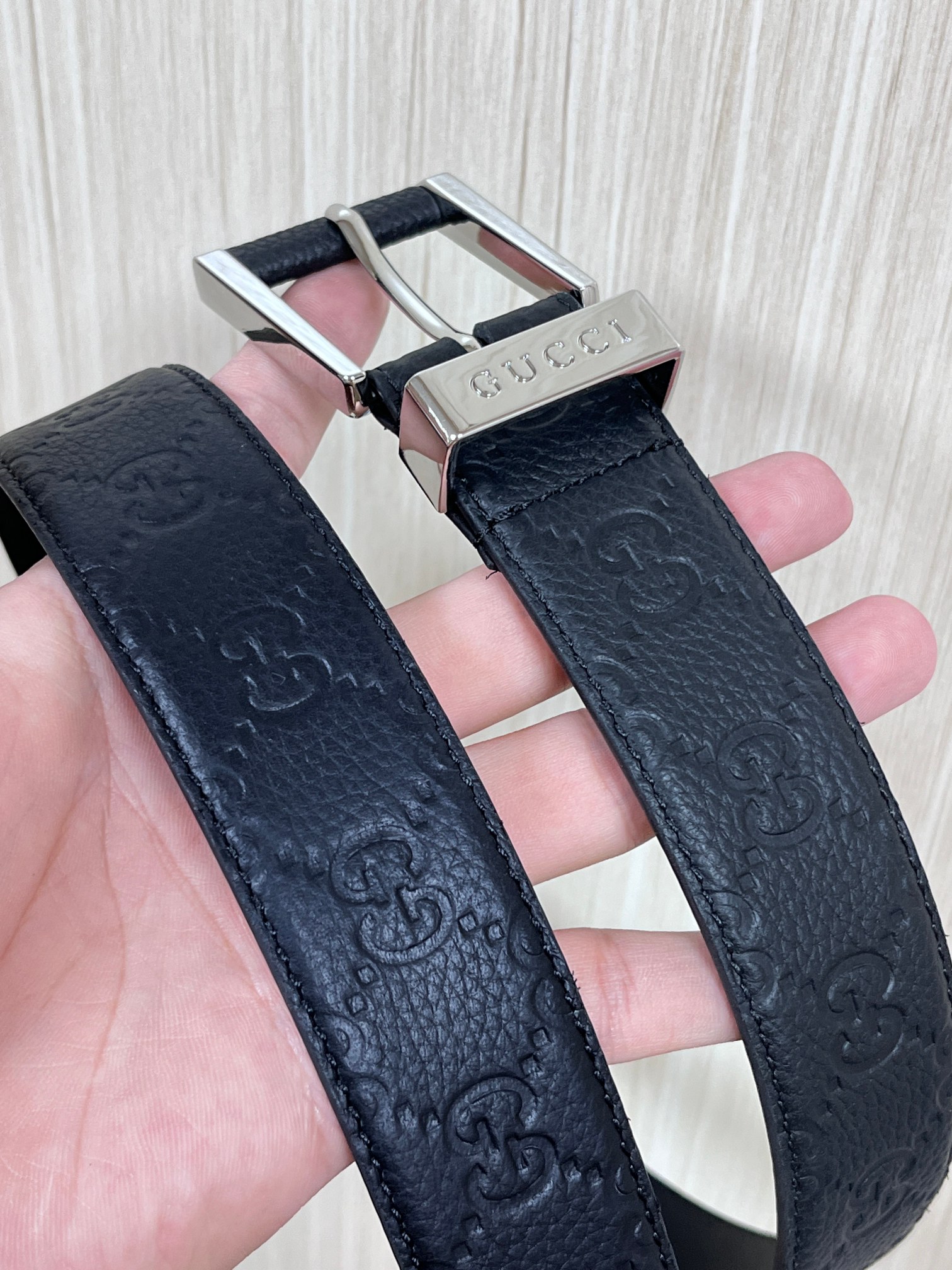 Gucci Pin Buckle Belt Cow Leather Wide Width