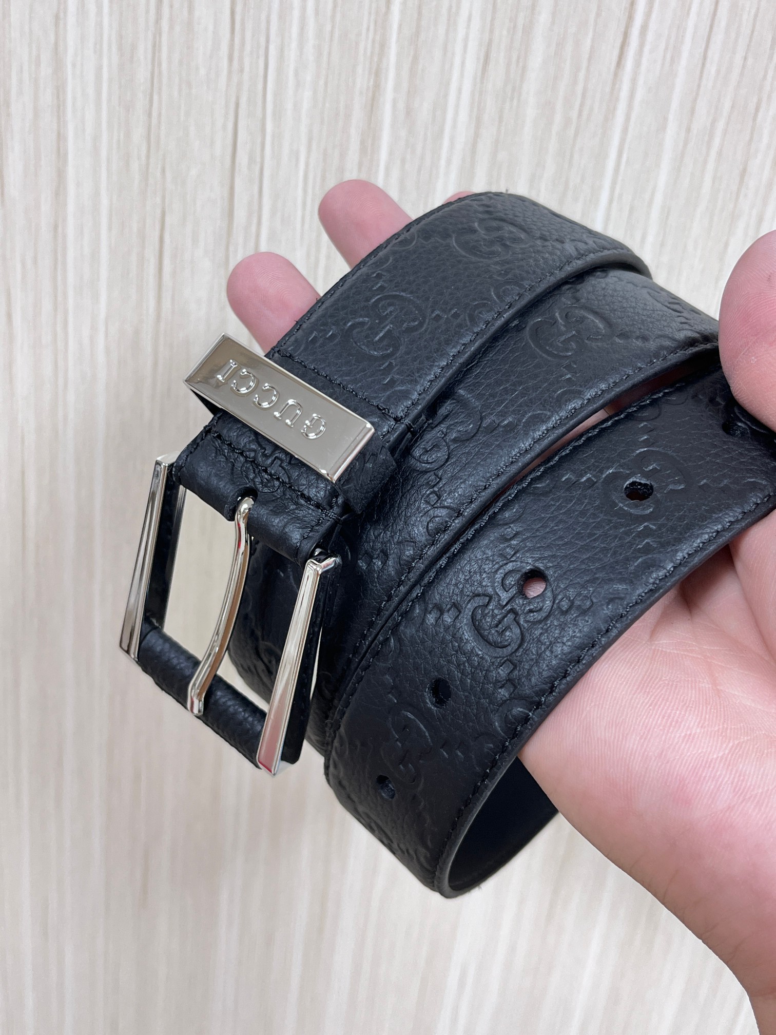 Gucci Pin Buckle Belt Cow Leather Wide Width