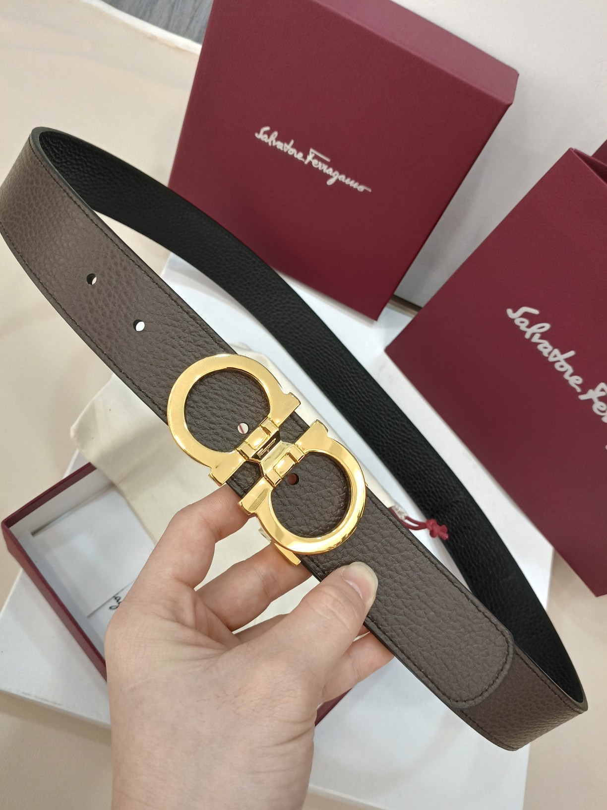 Salvatore Ferragamo Leather Belt Top Grain Leather M