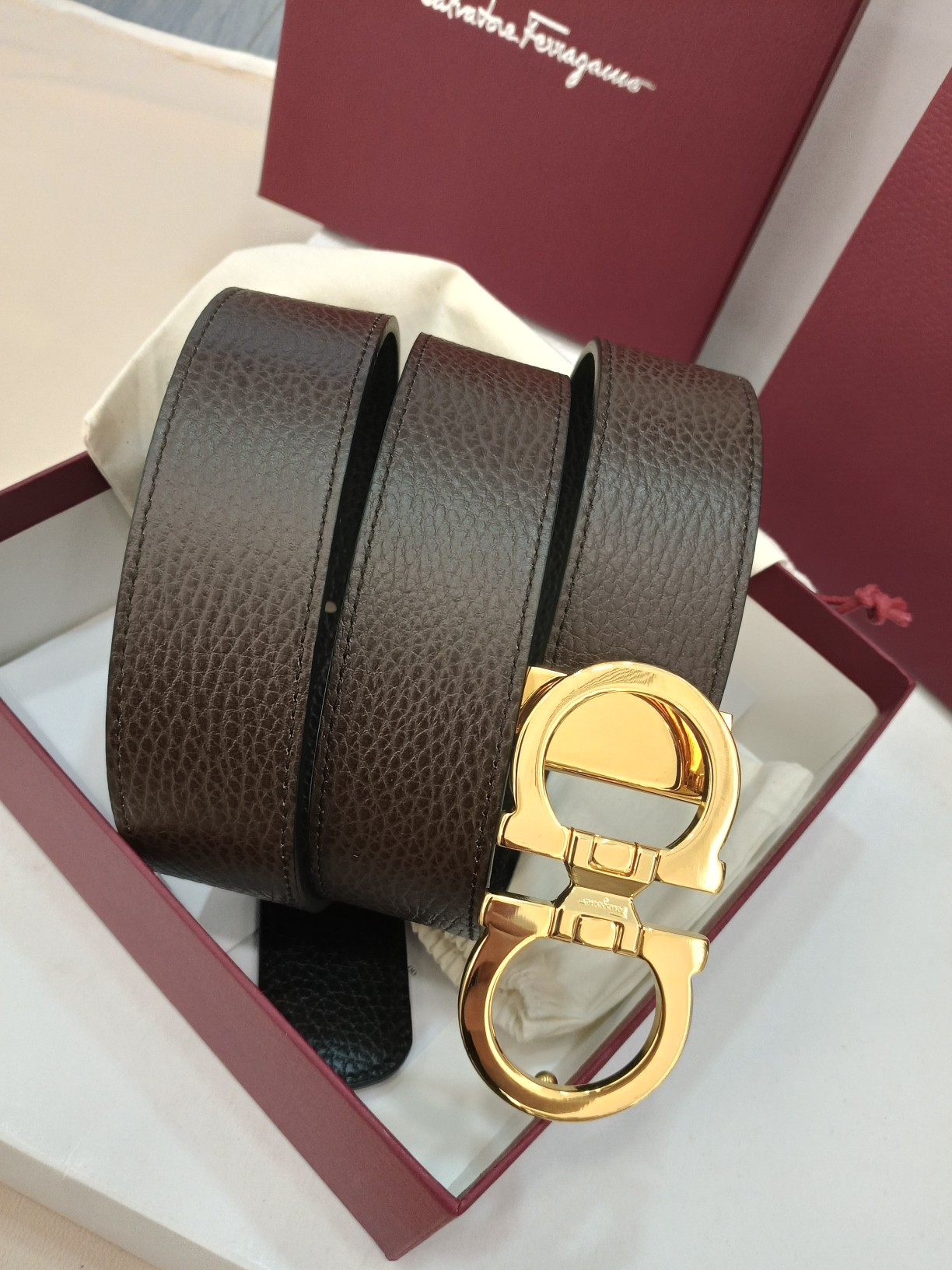 Salvatore Ferragamo Leather Belt Top Grain Leather M