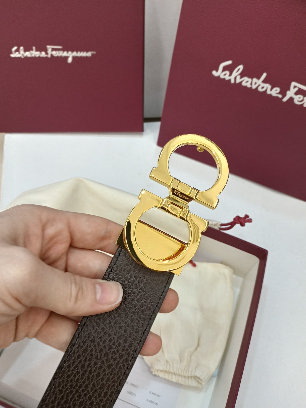 Salvatore Ferragamo Leather Belt Top Grain Leather M