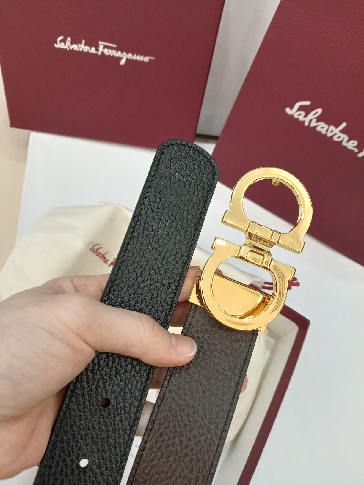 Salvatore Ferragamo Leather Belt Top Grain Leather M