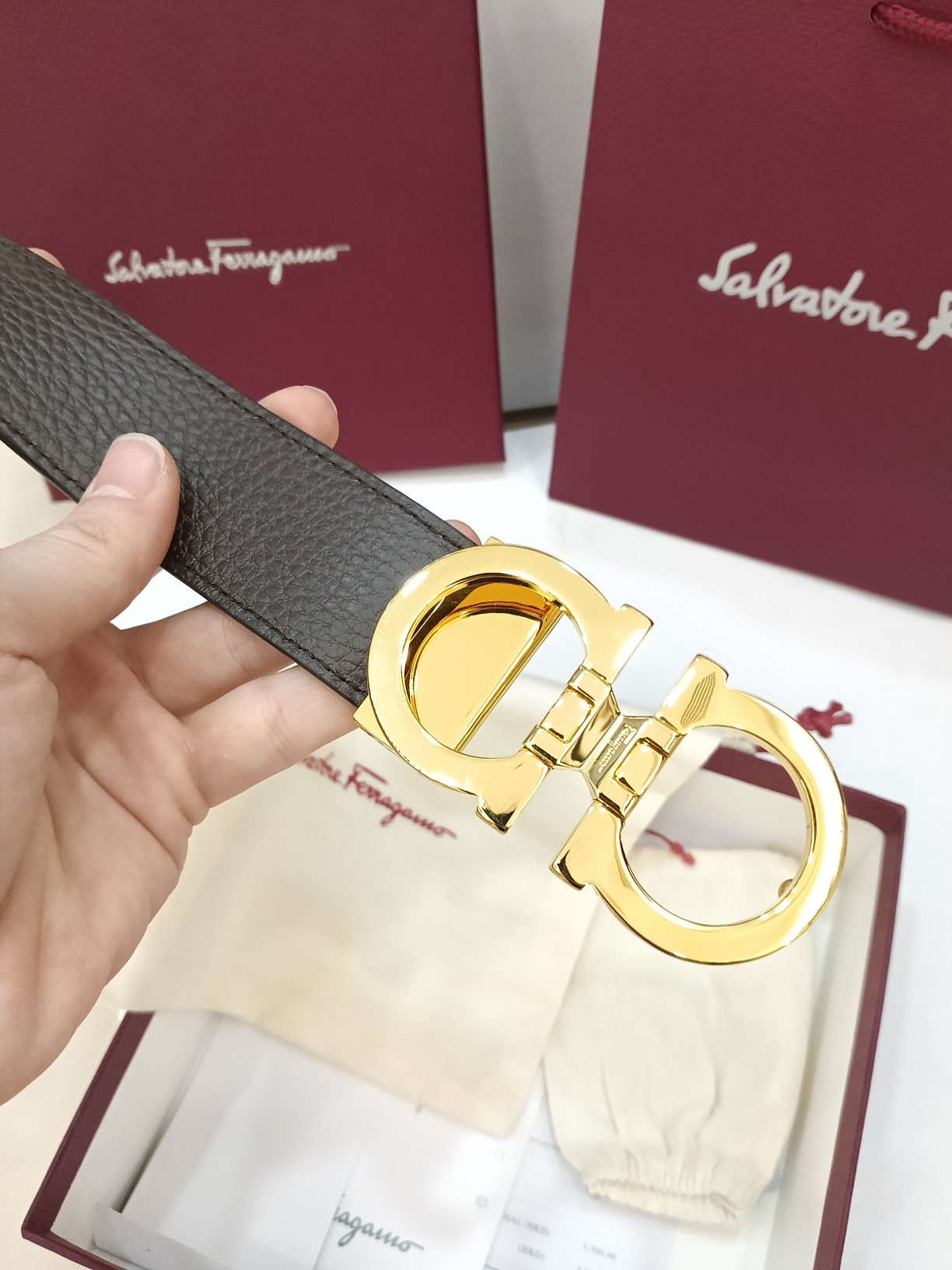 Salvatore Ferragamo Leather Belt Top Grain Leather M