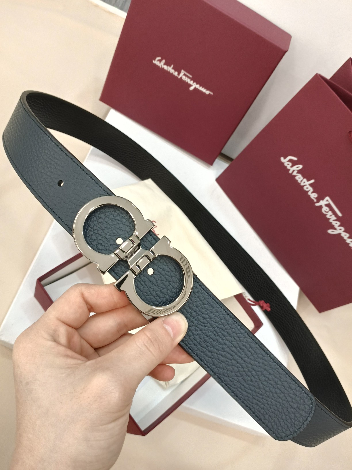 Salvatore Ferragamo Leather Belt Top Grain Leather M