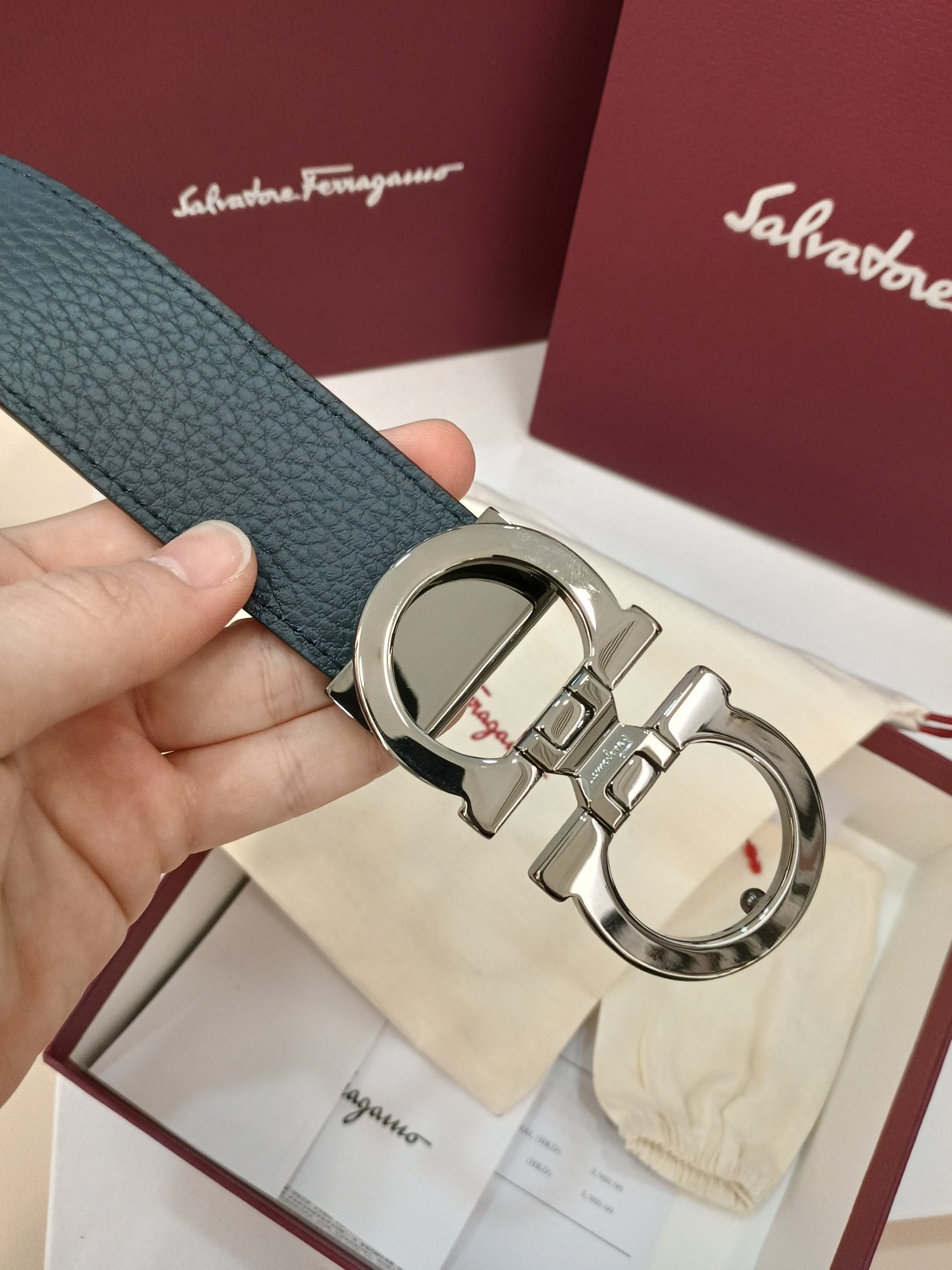 Salvatore Ferragamo Leather Belt Top Grain Leather M
