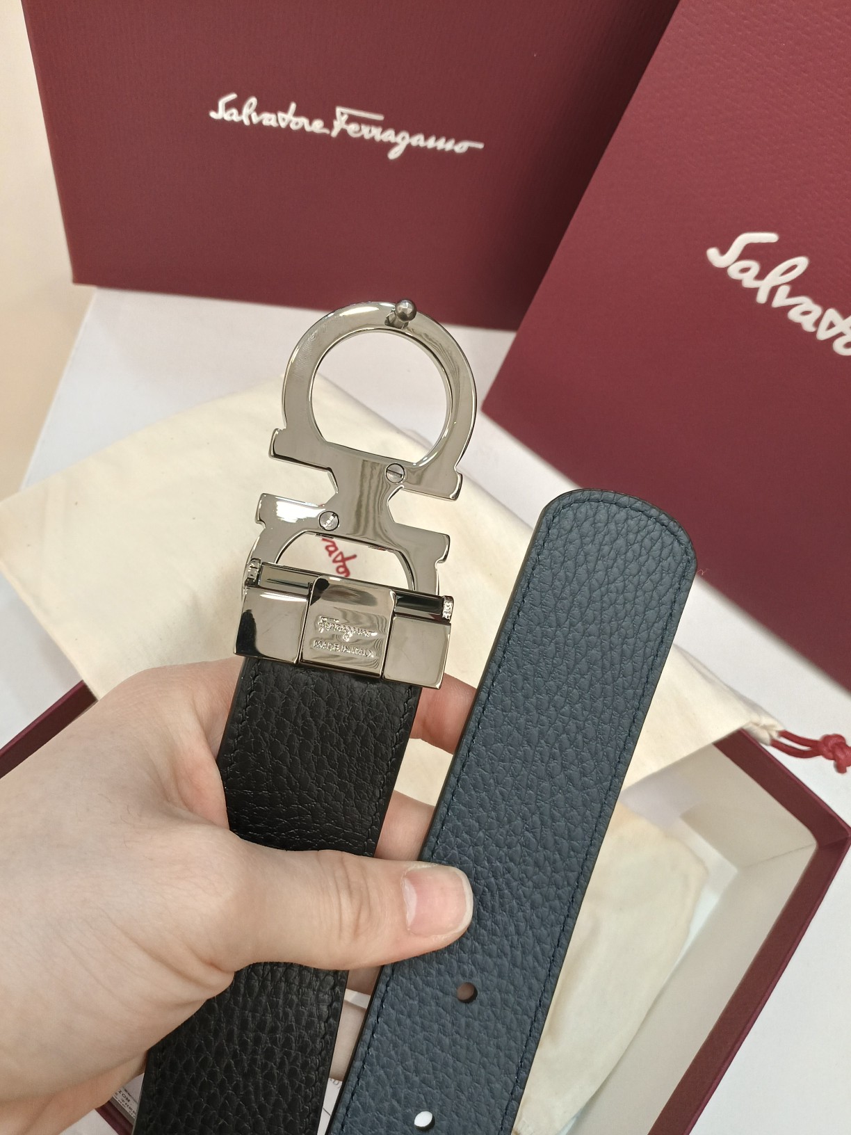 Salvatore Ferragamo Leather Belt Top Grain Leather M