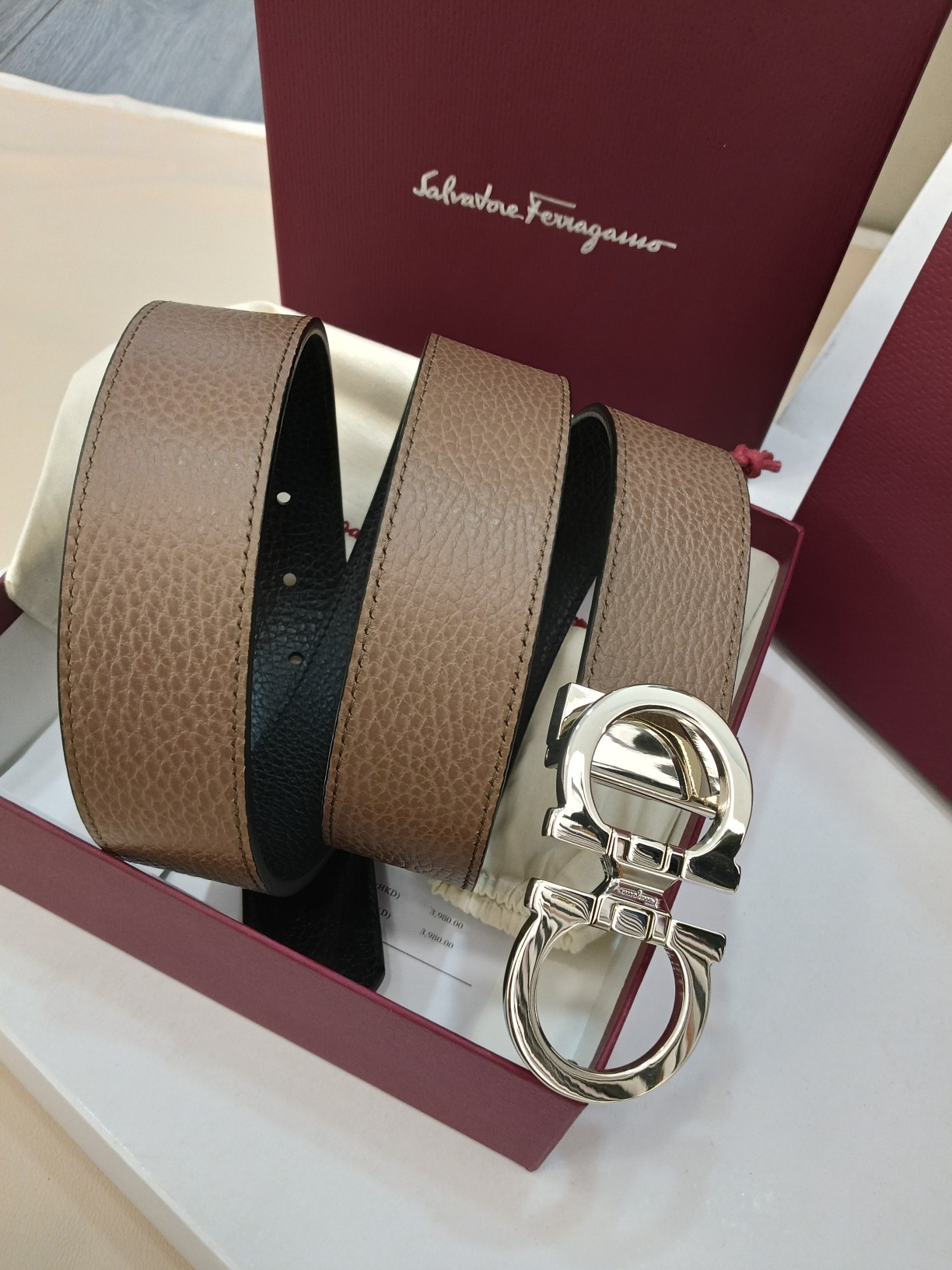 Salvatore Ferragamo Leather Belt Top Grain Leather M