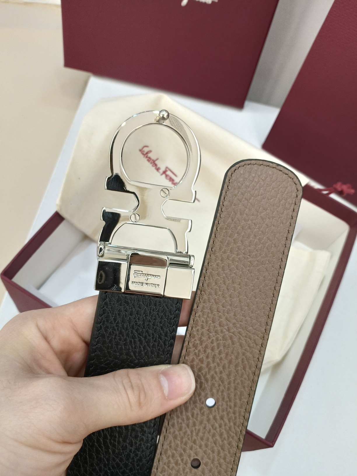 Salvatore Ferragamo Leather Belt Top Grain Leather M