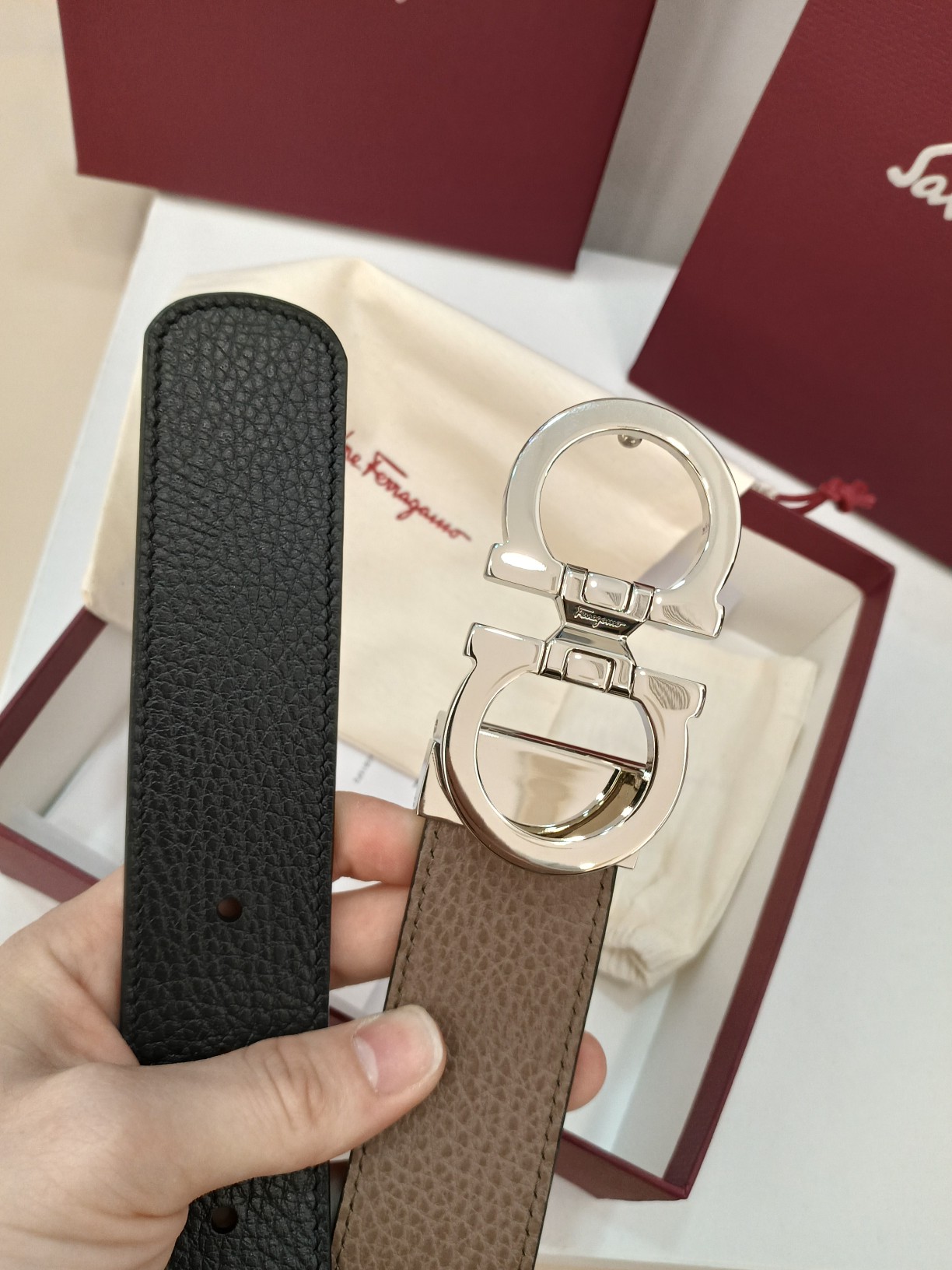 Salvatore Ferragamo Leather Belt Top Grain Leather M