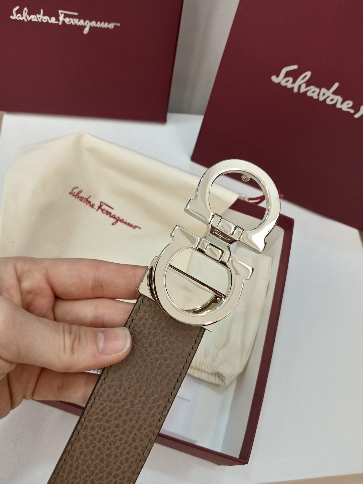 Salvatore Ferragamo Leather Belt Top Grain Leather M