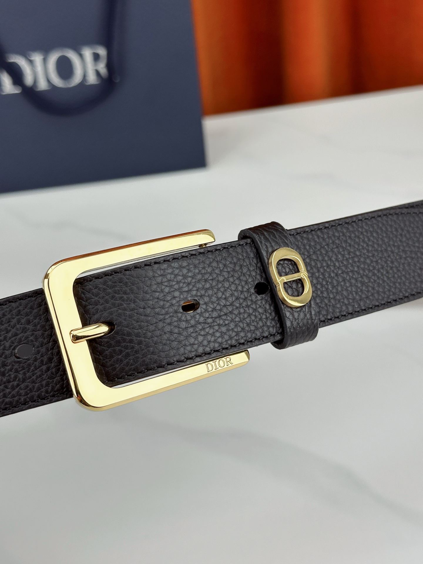 Dior Pin Buckle Belt Cow Leather Black M