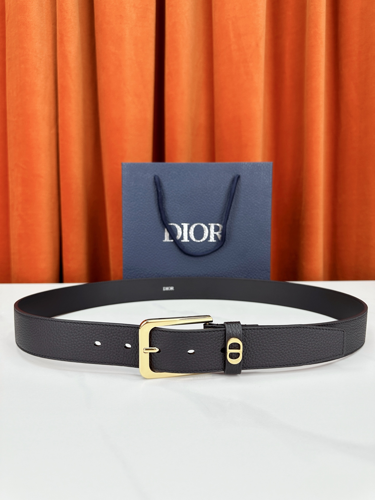 Dior Pin Buckle Belt Cow Leather Black M