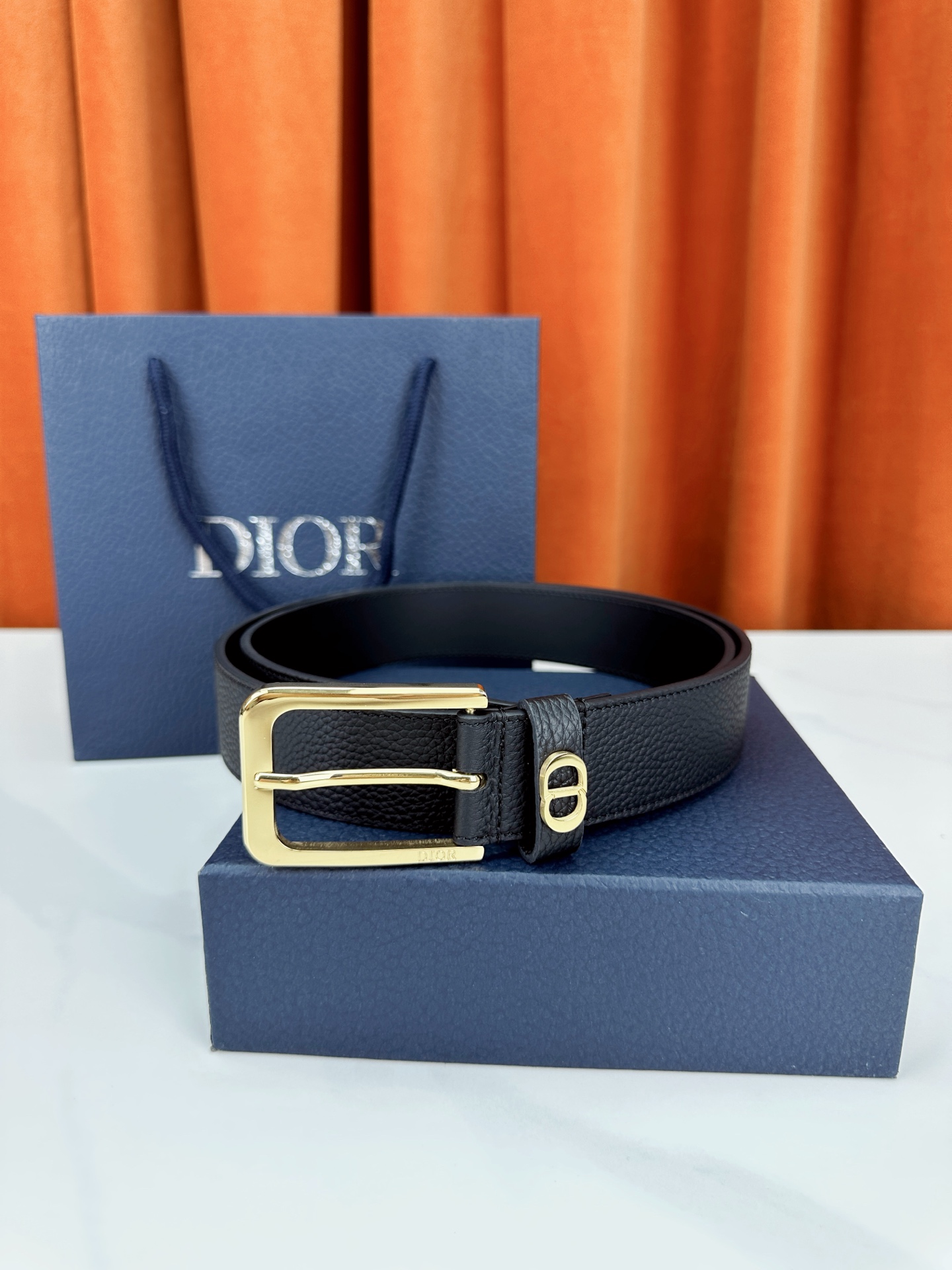 Dior Pin Buckle Belt Cow Leather Black M