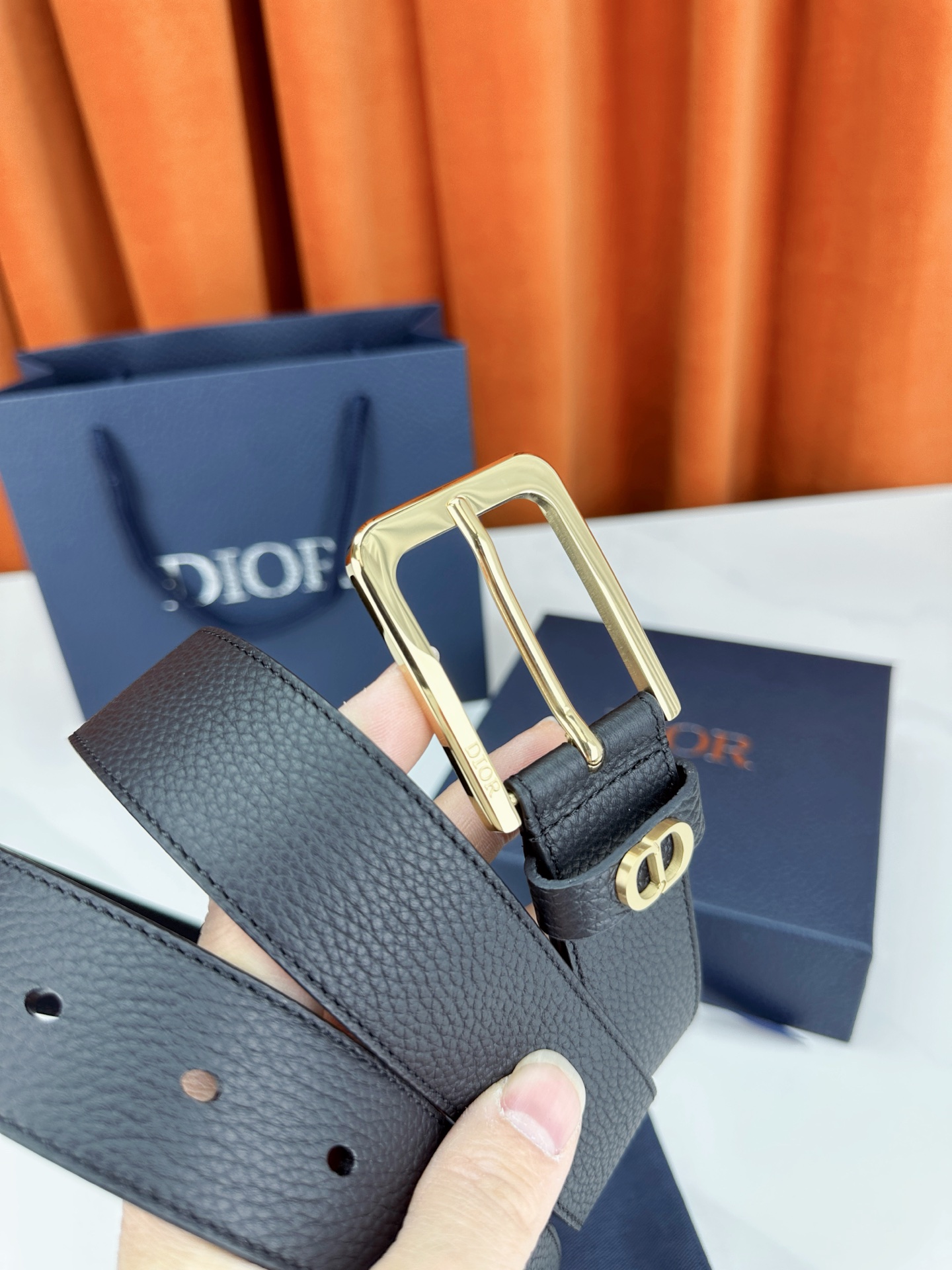 Dior Pin Buckle Belt Cow Leather Black M