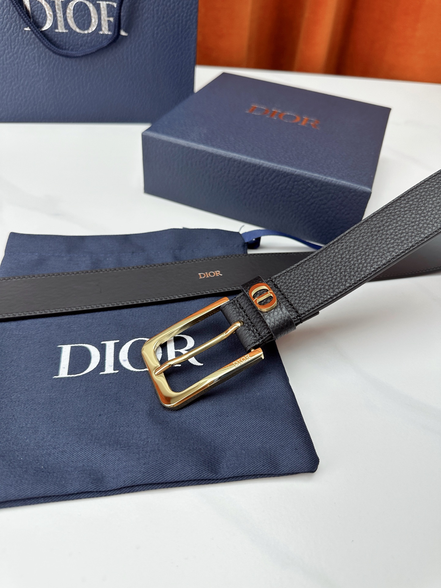 Dior Pin Buckle Belt Cow Leather Black M