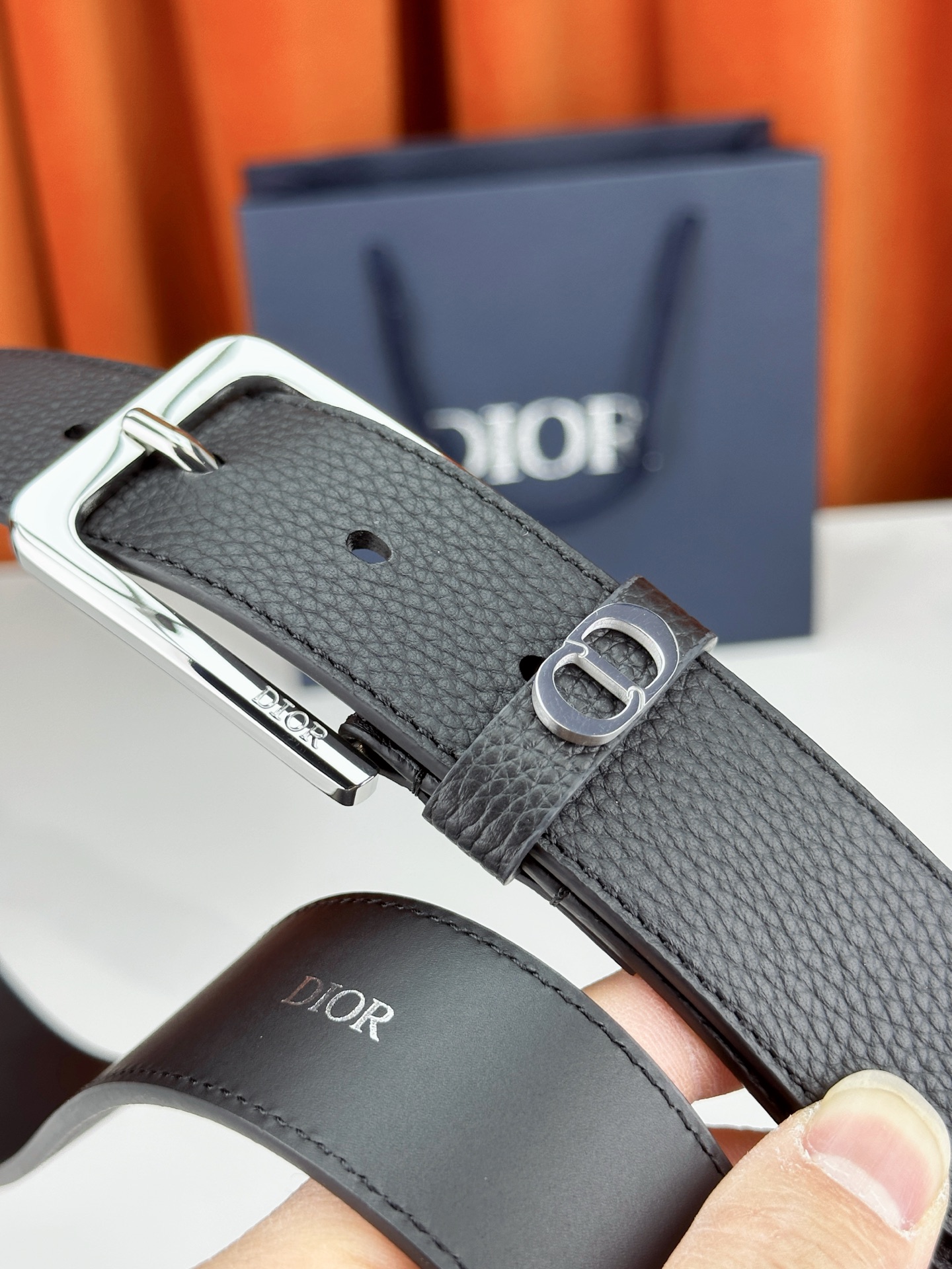 Dior Pin Buckle Belt Cow Leather Black M