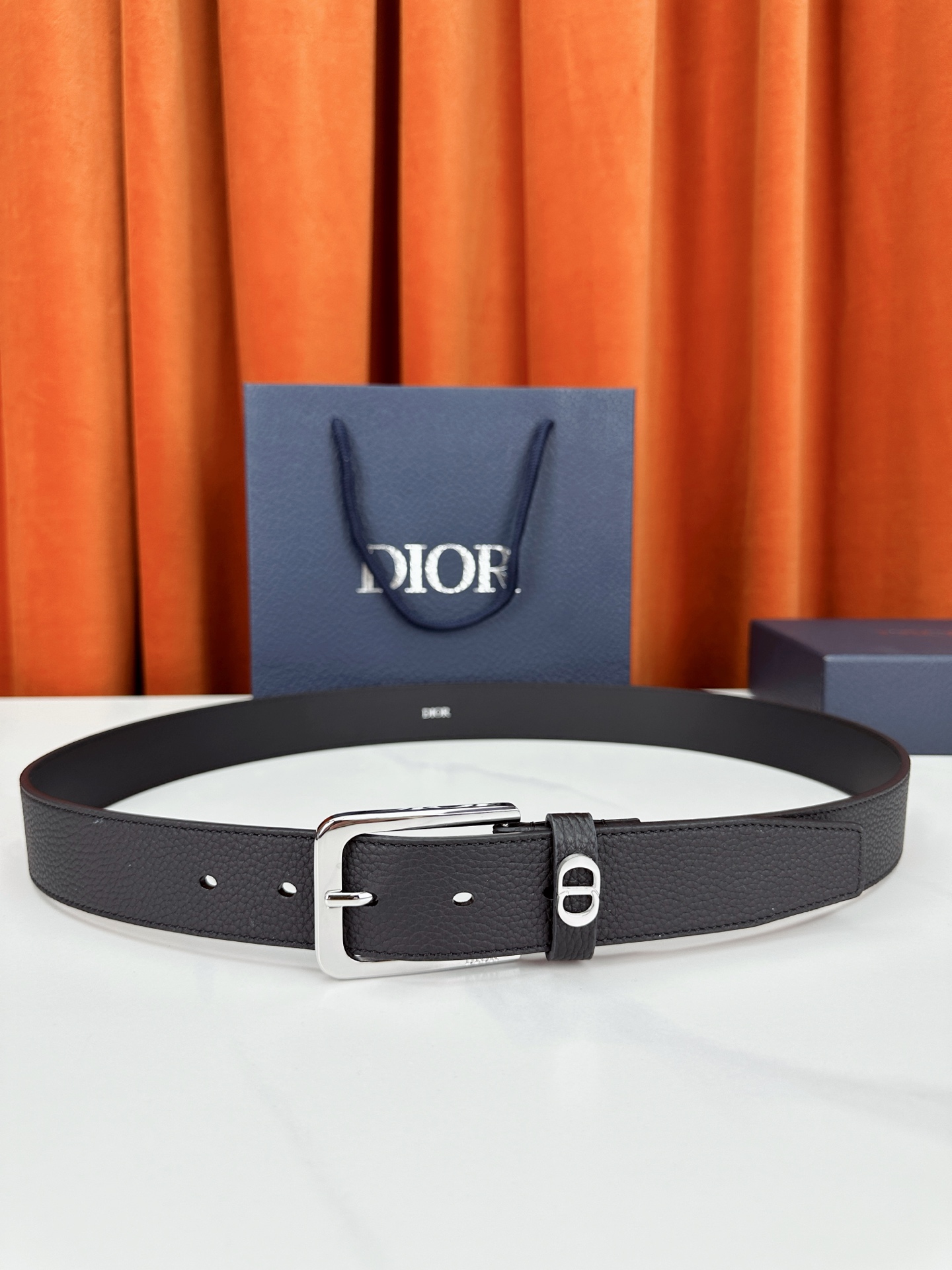 Dior Pin Buckle Belt Cow Leather Black M