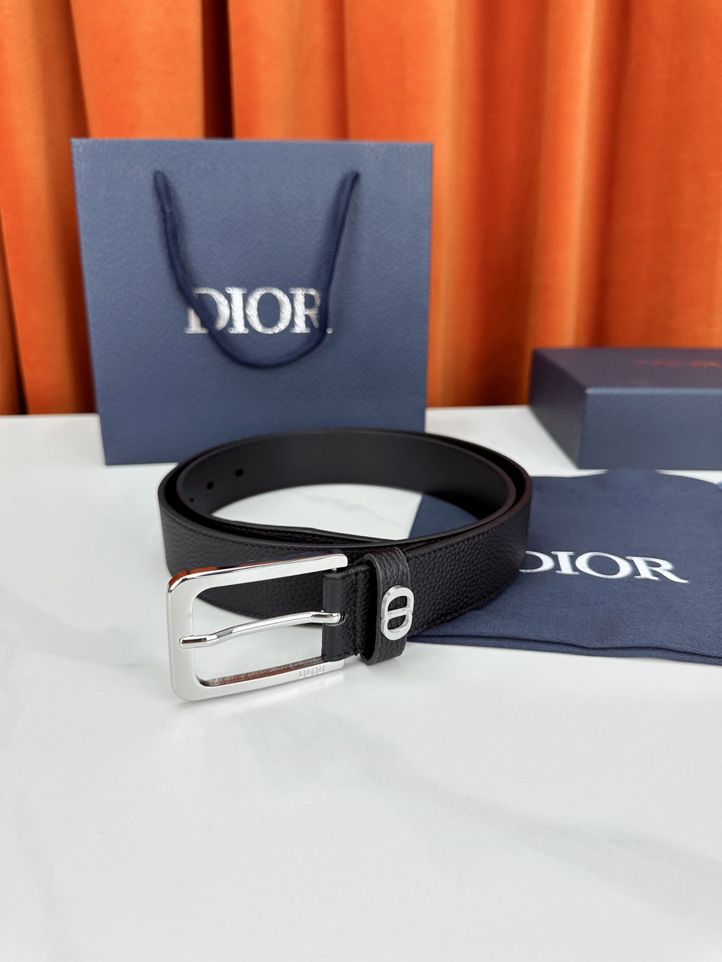 Dior Pin Buckle Belt Cow Leather Black M