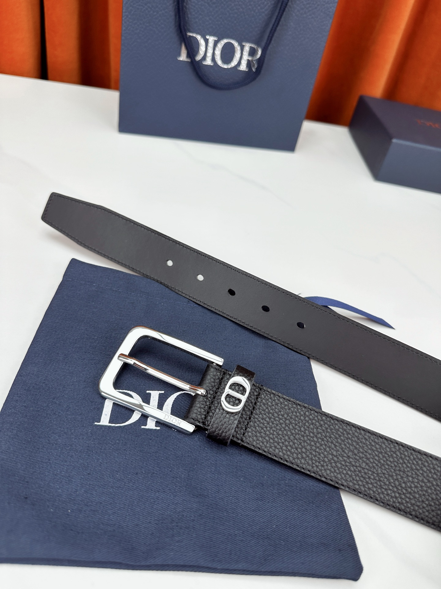 Dior Pin Buckle Belt Cow Leather Black M