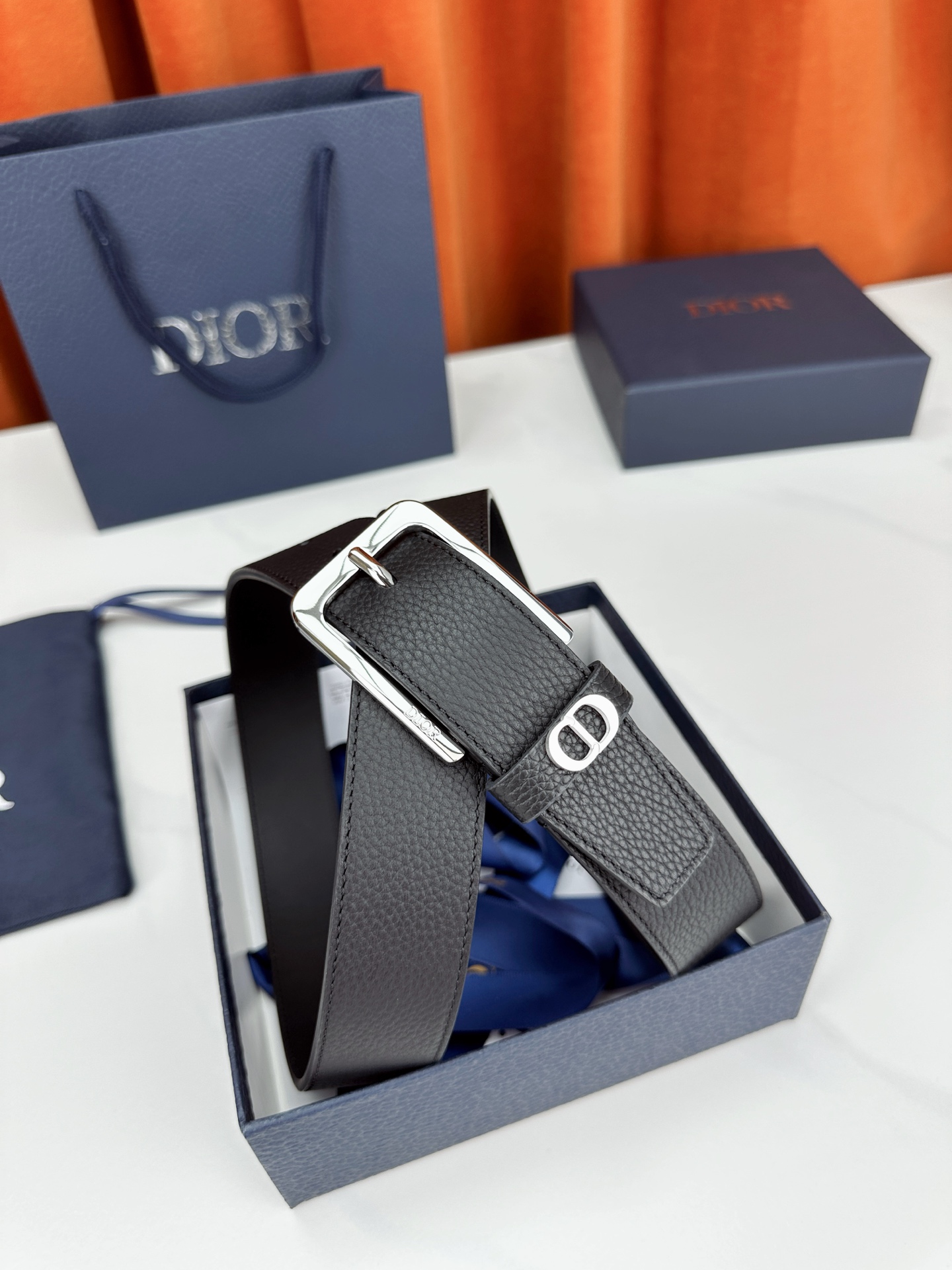Dior Pin Buckle Belt Cow Leather Black M