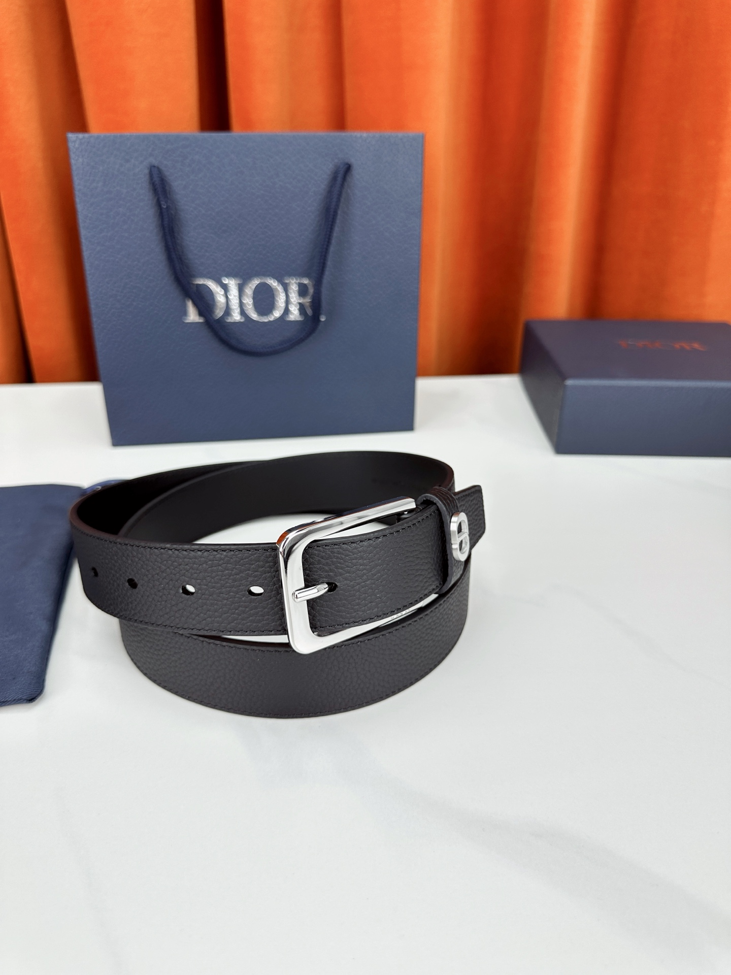 Dior Pin Buckle Belt Cow Leather Black M