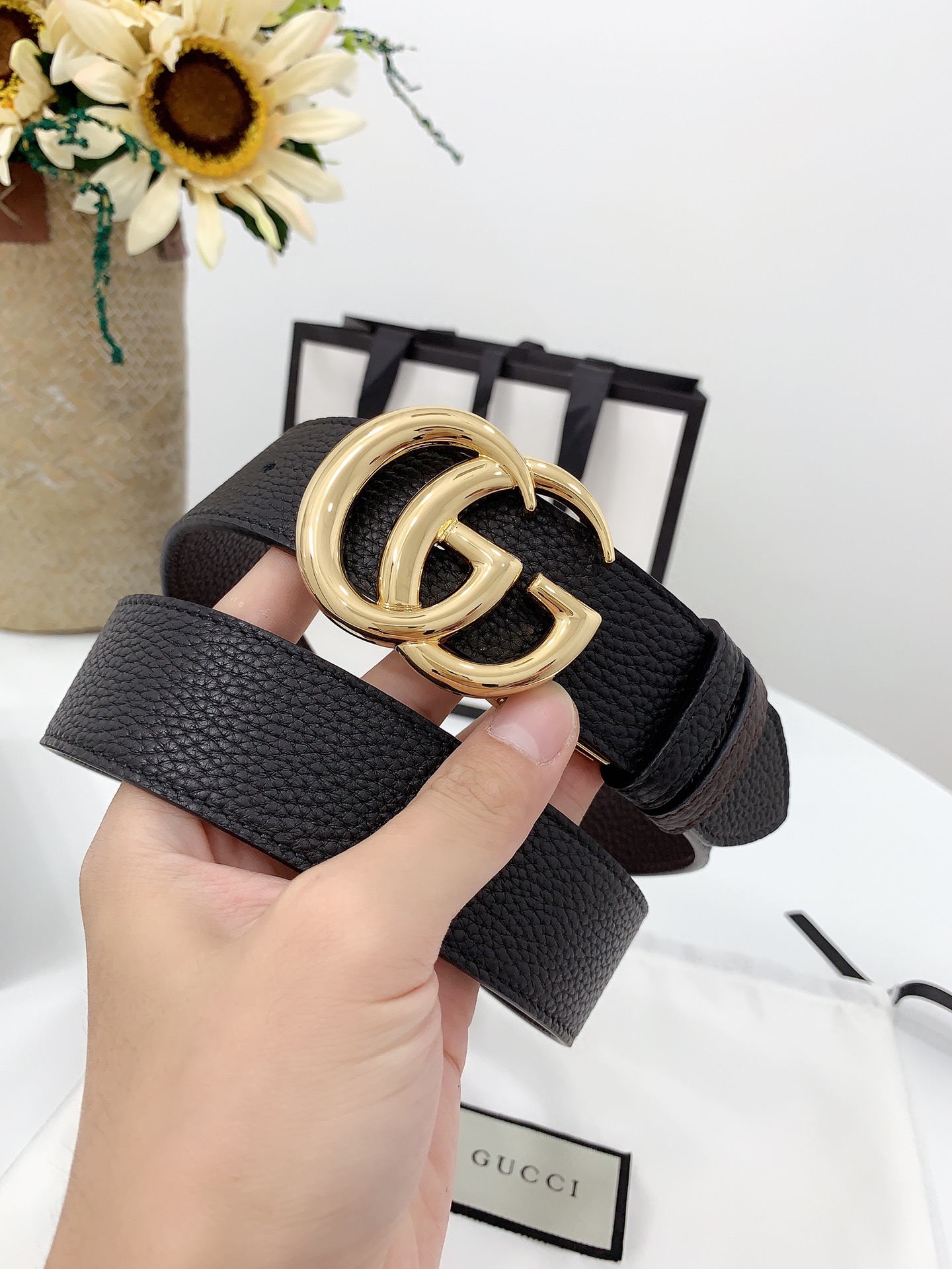 Basic Belt Cow Leather Black M