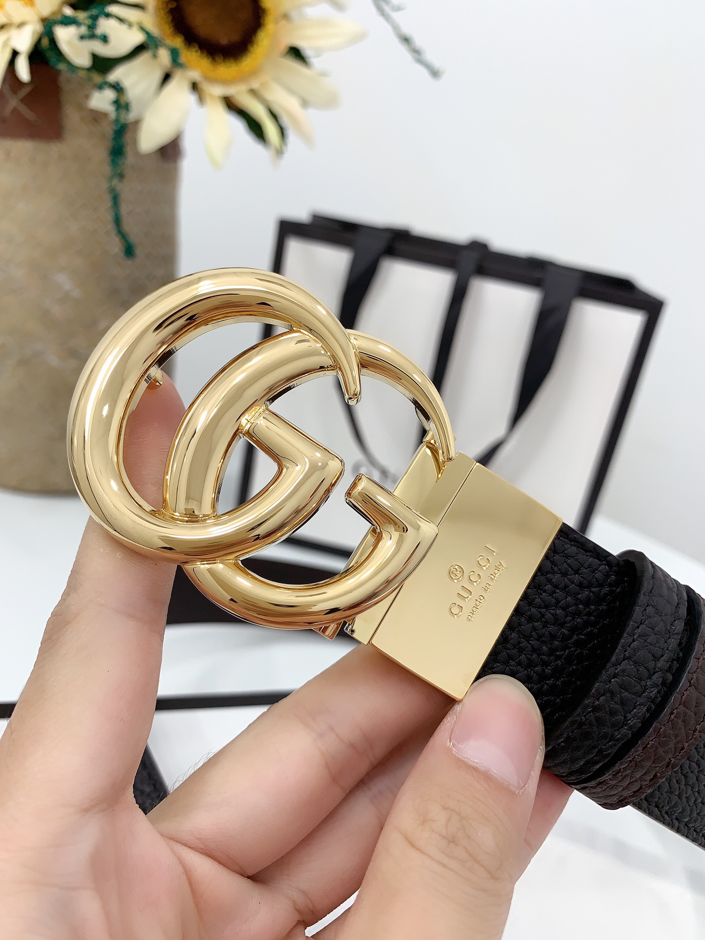 Basic Belt Cow Leather Black M